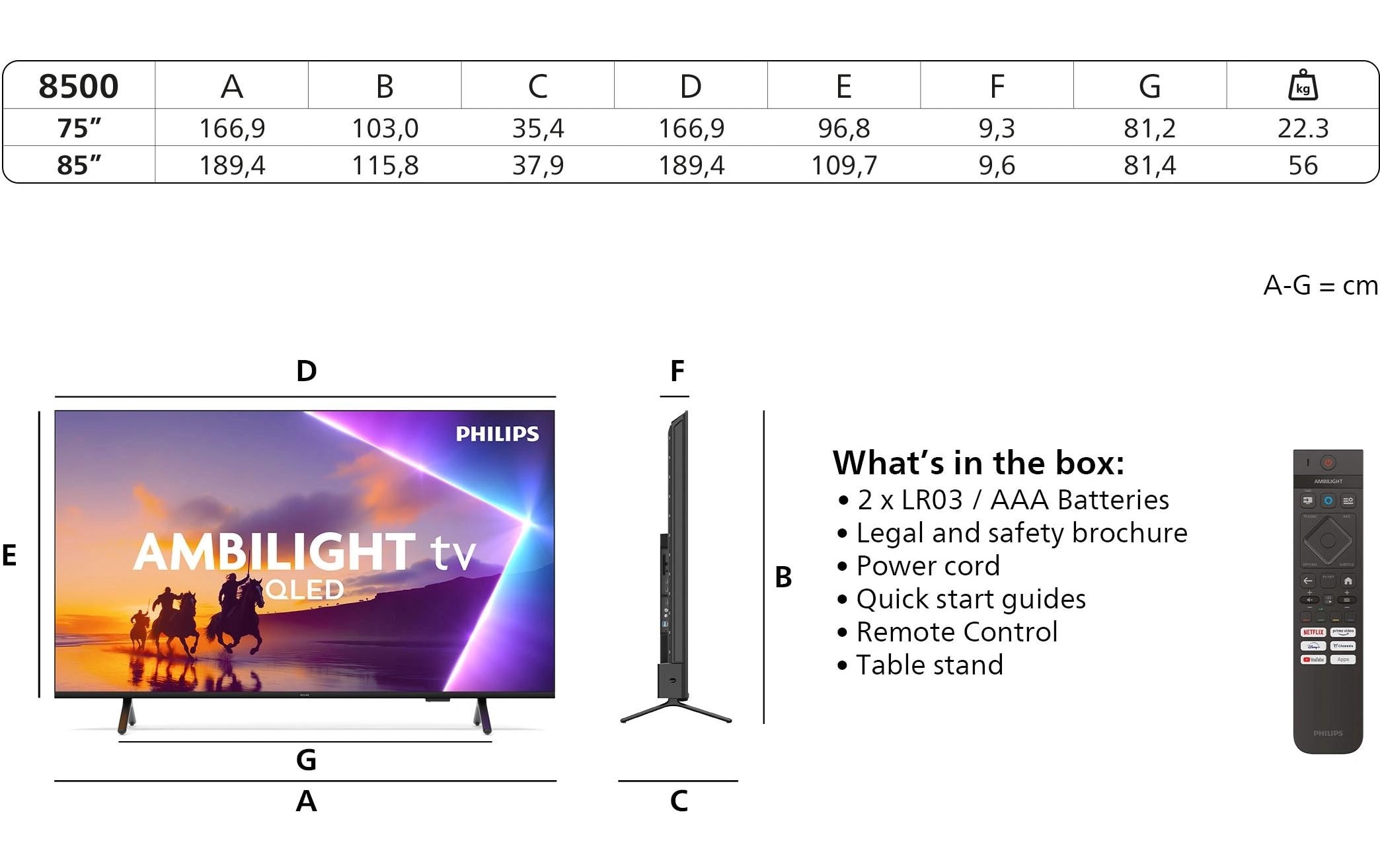 Philips QLED-Fernseher »85PUS8500/12 85«, 4K Ultra HD
