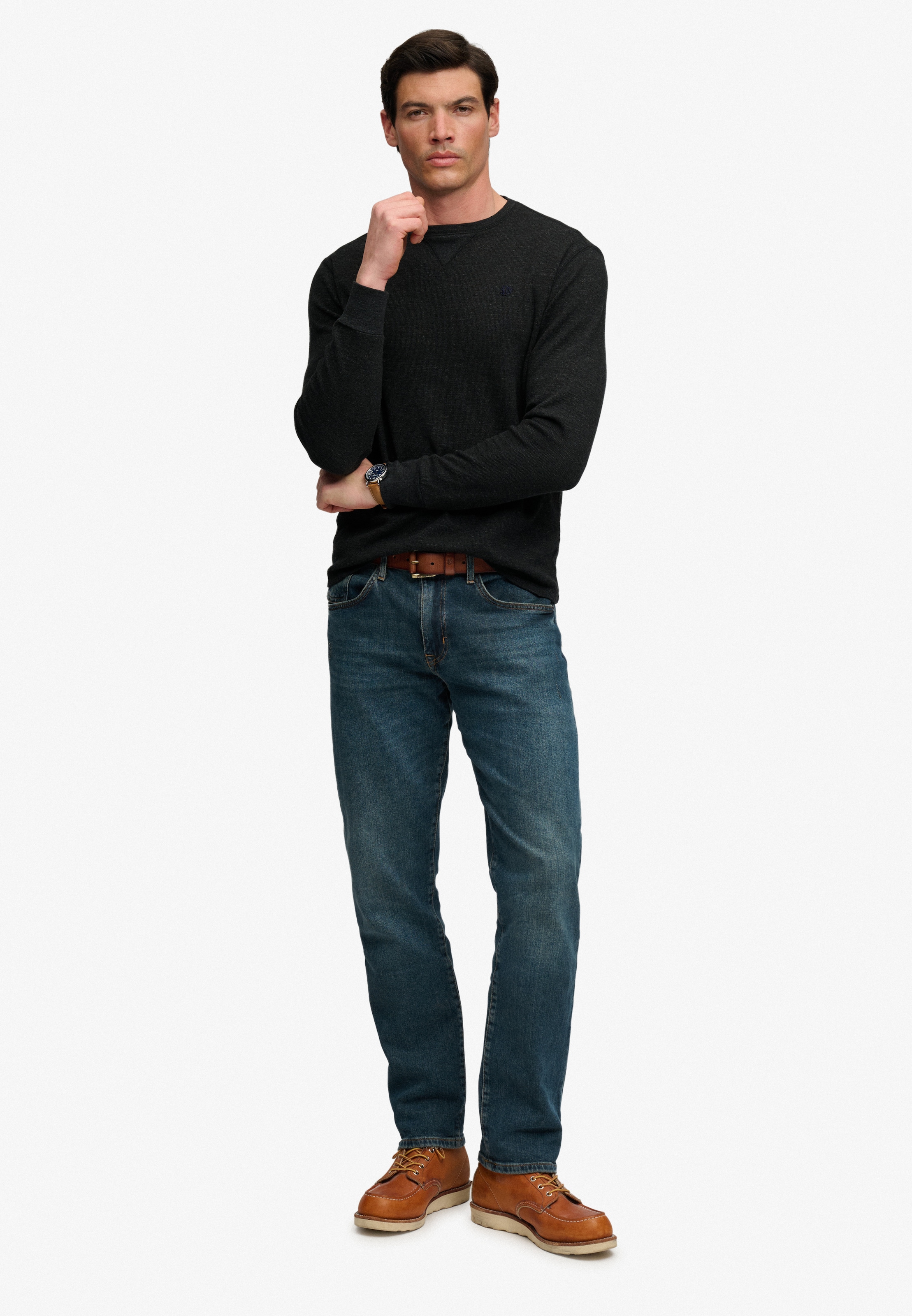 Superdry Langarmshirt »CLASSIC SLUB WAFFLE TOP« aus Baumwolle, Relaxed Fit, mit Rundhalsausschnitt