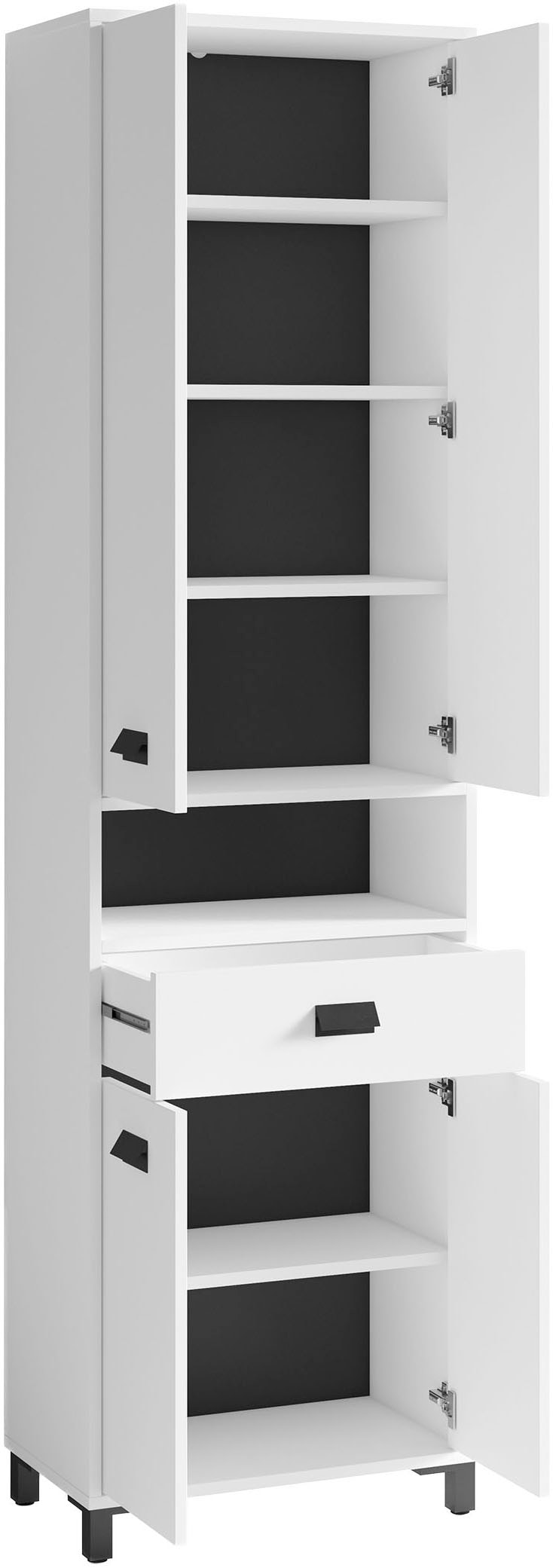 byLIVING Armoire haute »Wellness« Badezimmer Hochschrank mit 4 Türen und Schubkasten für viel Stauraum