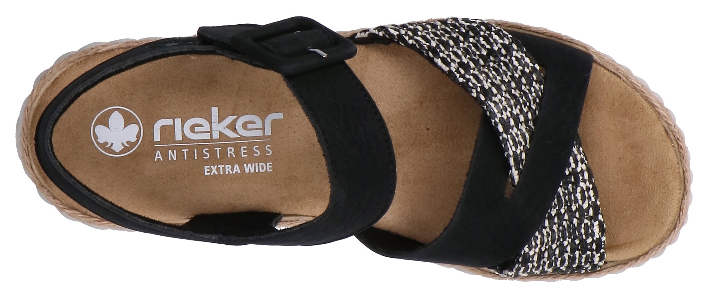 Rieker Sandale  Chaussure d'été, chaussure de plage, chaussure de vacances avec bordure en raphia