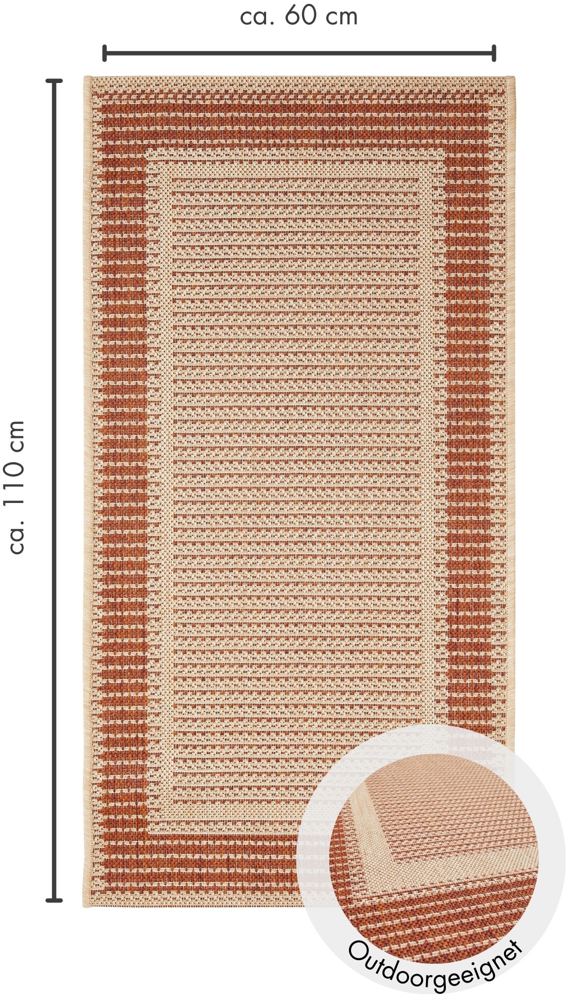 Andiamo Teppich »ARIZONA 2« rechteckig 5 mm Höhe Flachgewebe, mit Bordüre, In- und Outdoor geeignet, Wohnzimmer