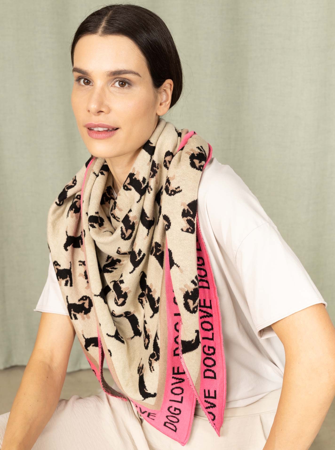 Zwillingsherz Dreieckstuch »"Süsser Dackel"« Tiermotiv, Schriftzug, wärmend, Strick