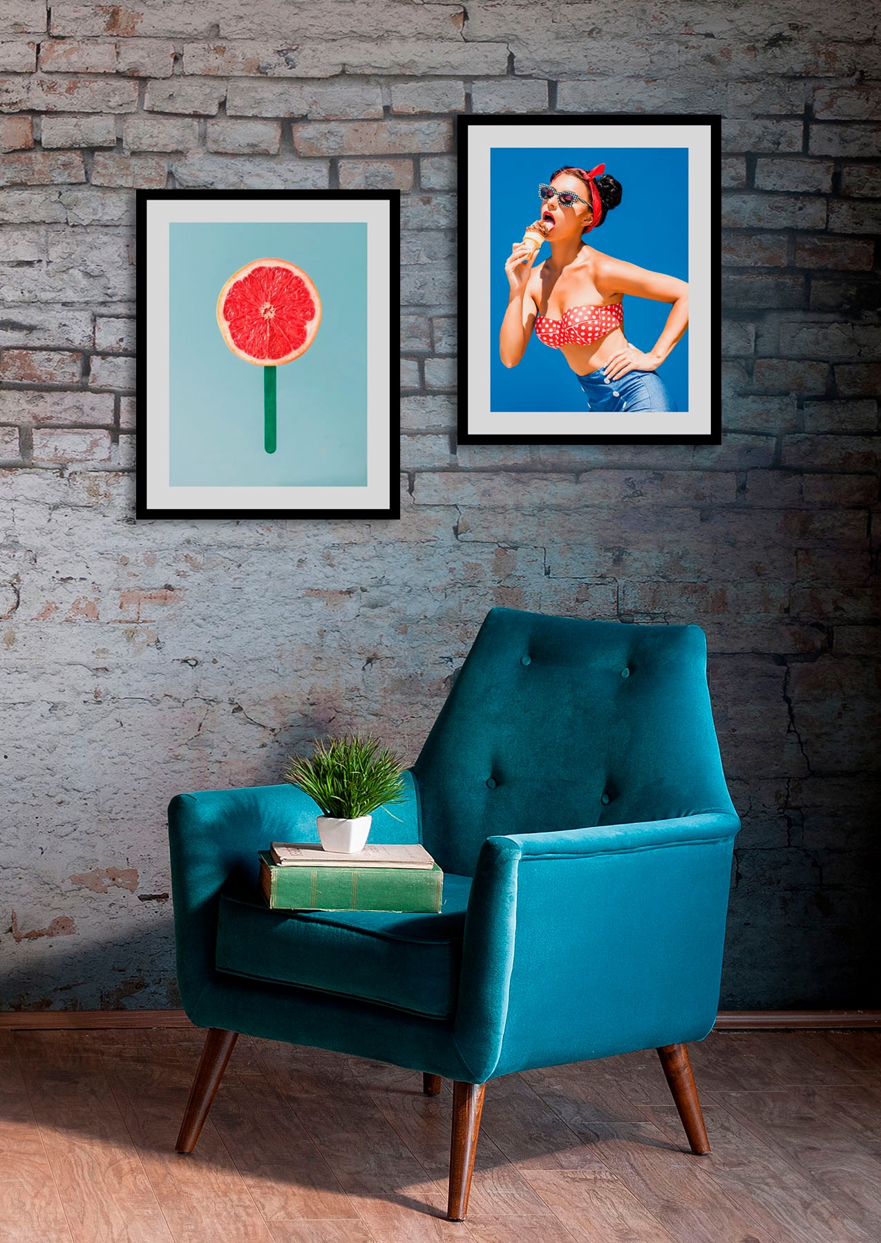 queence Bild »Citruspop«, Obst-Obst Bilder-Süssigkeiten, (1 St.), HD Premium Poster-Druck inkl. Holzrahmen