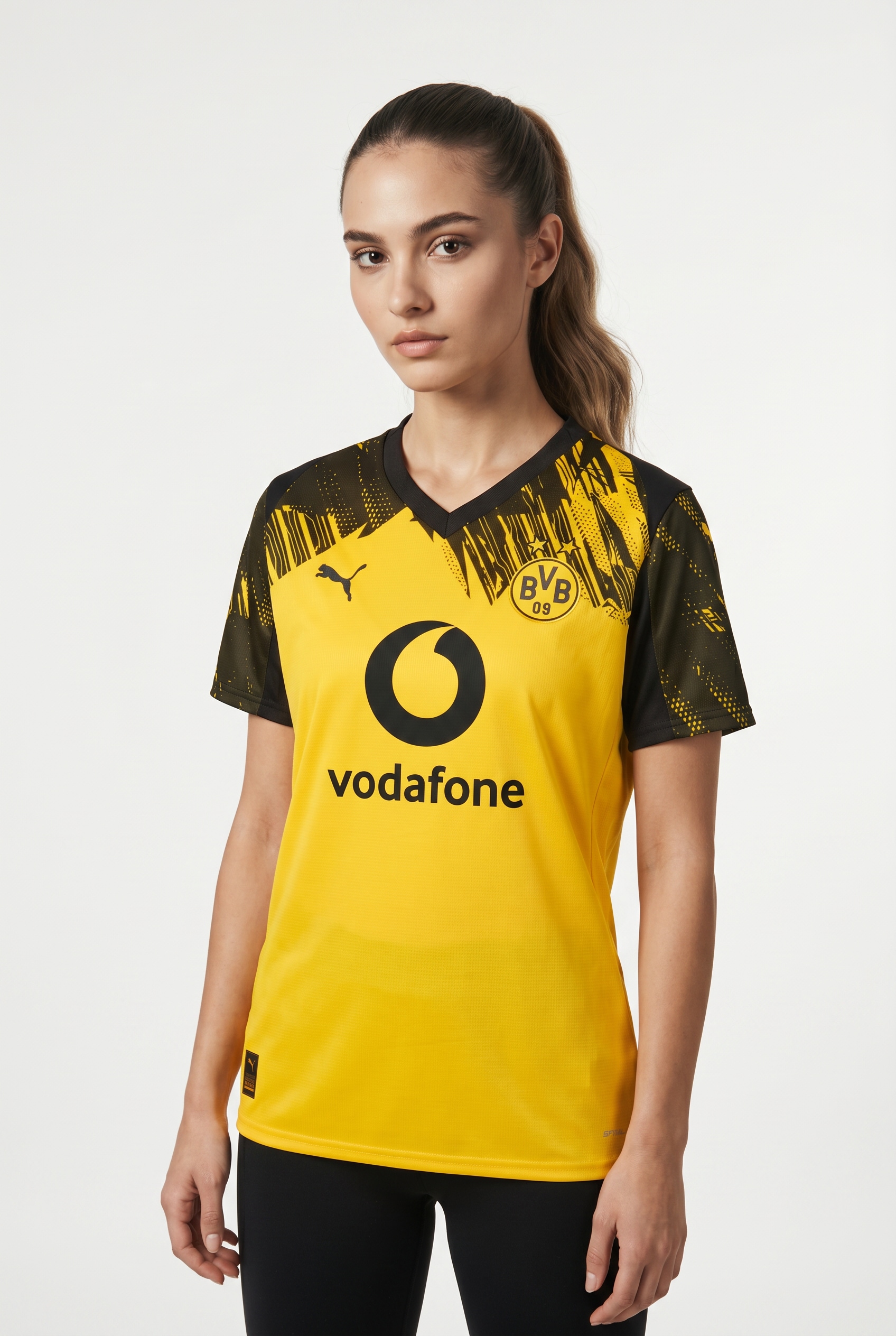 Image of PUMA Fussballtrikot "BVB HOME JERSEY REPLICA W WITH SPONSOR" für Fussball, sportlicher Stil, ohne Kapuze, aus Webmaterial