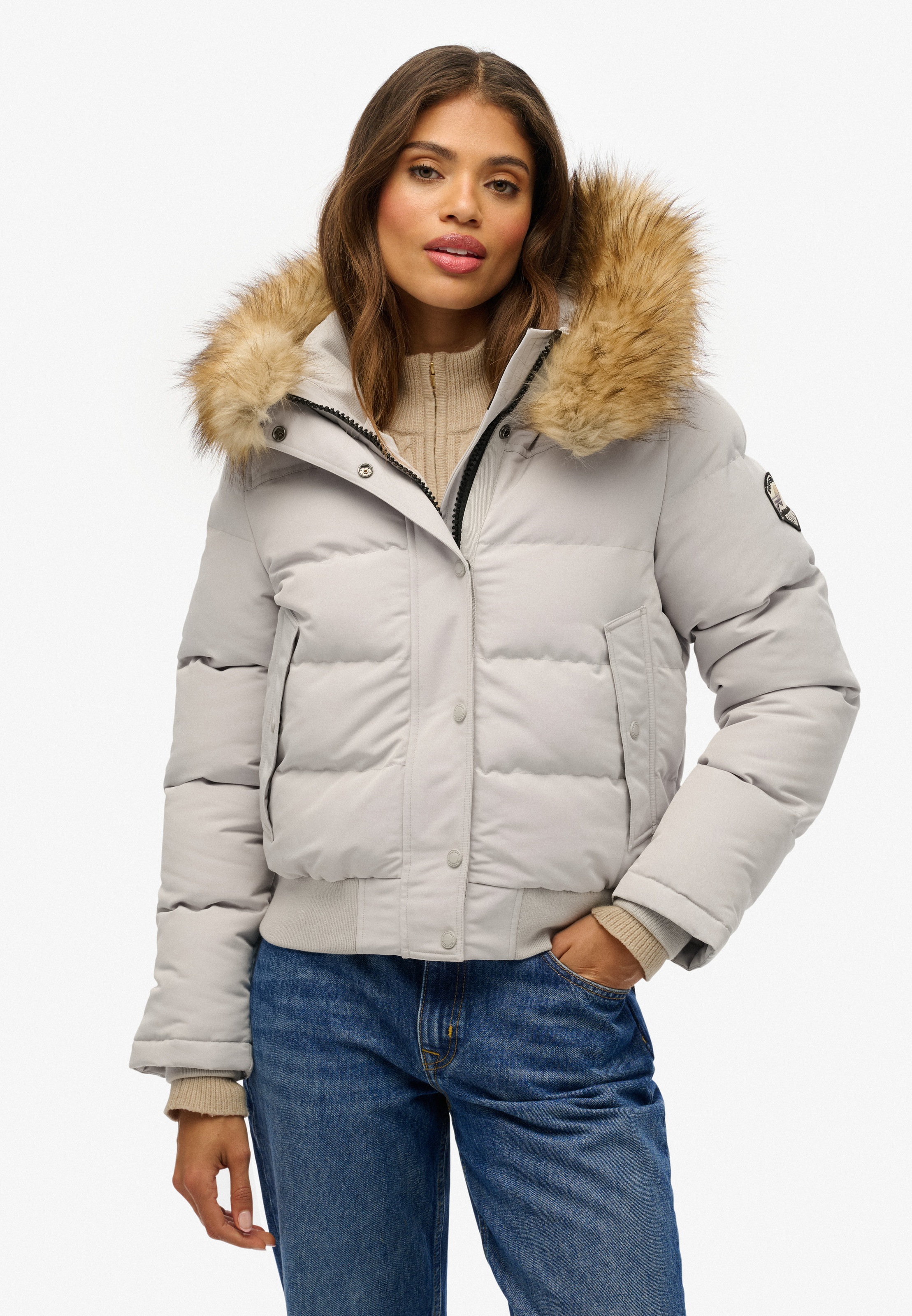 Image of Superdry Steppjacke "EVEREST HOODED BOMBER JKT" mit Kapuze Kunstfaser, slim fit