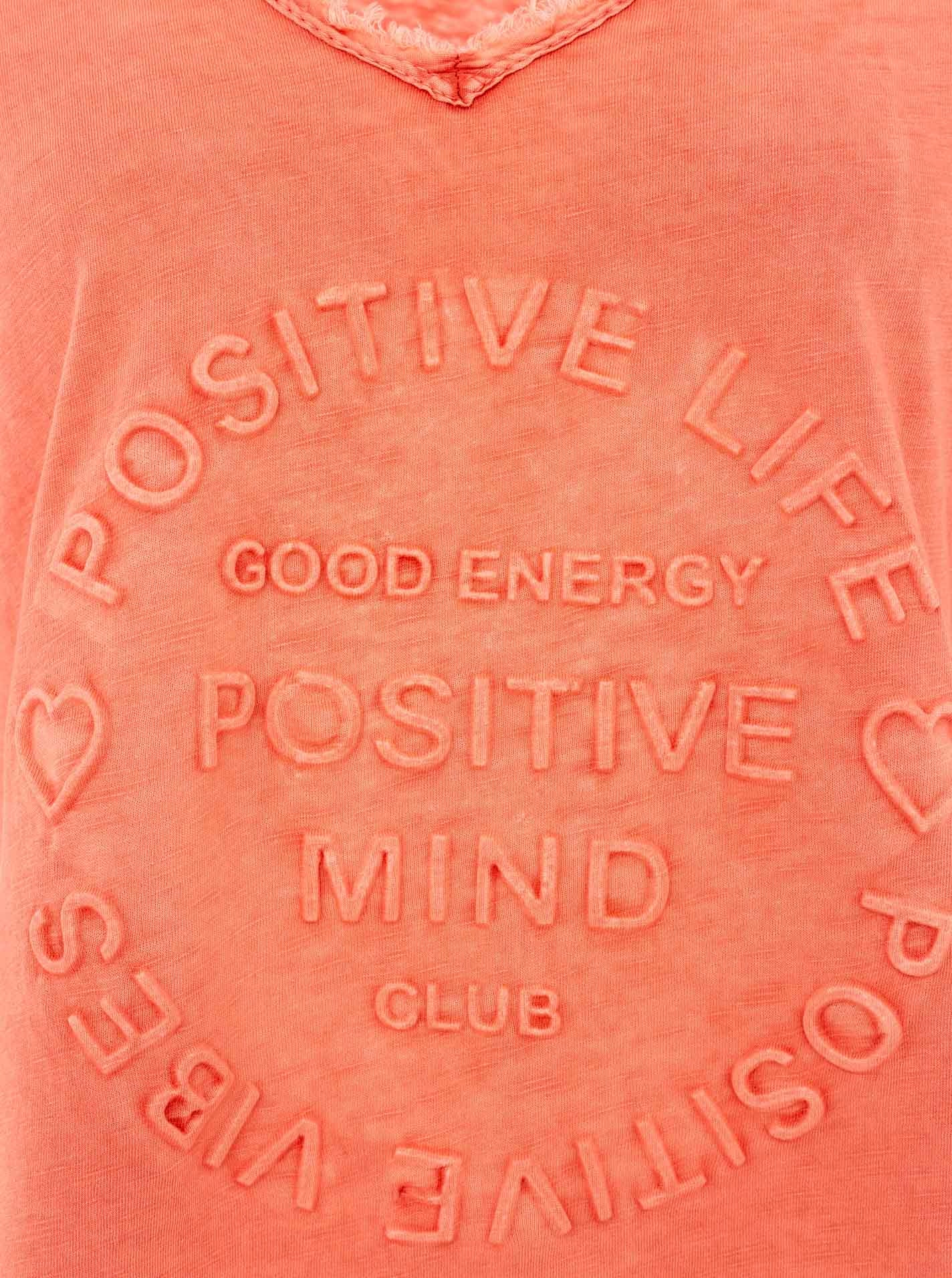 Zwillingsherz T-Shirt »"Positive Mind"«, mit V-Neck, Stempeldruck und Saum im Used-Look