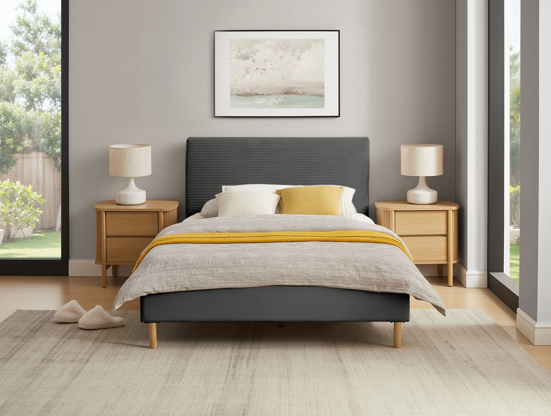 Home affaire Lit rembourré »Armandine inkl. Lattenrost« Kopfteil mit Cordbezug, erhältlich in den Breiten 140cm & 180cm