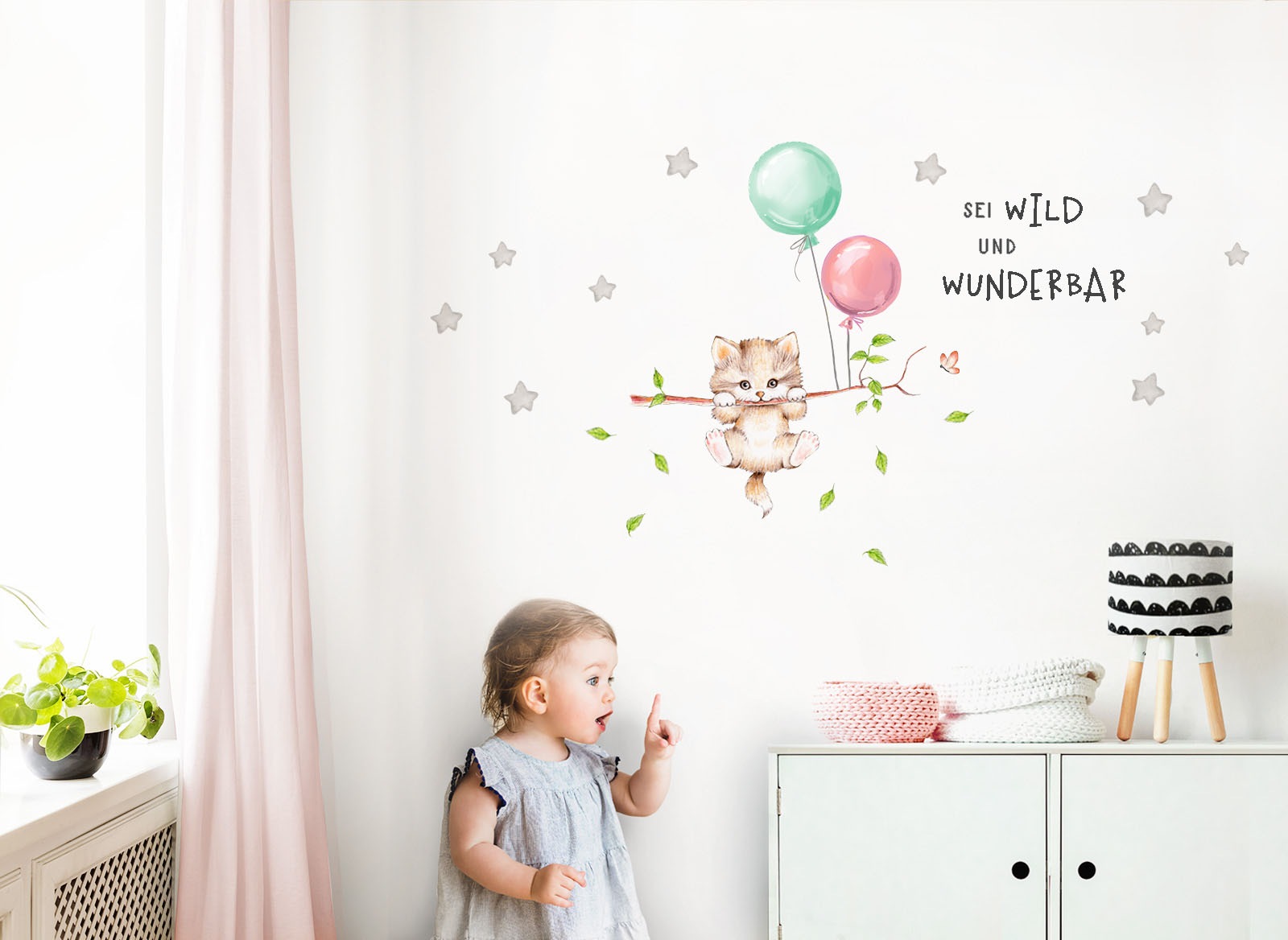 Image of little DECO Wandtattoo »Little Deco Wandtattoo Sei wild & Katze mit Luftballons« bei Ackermann Versand Schweiz