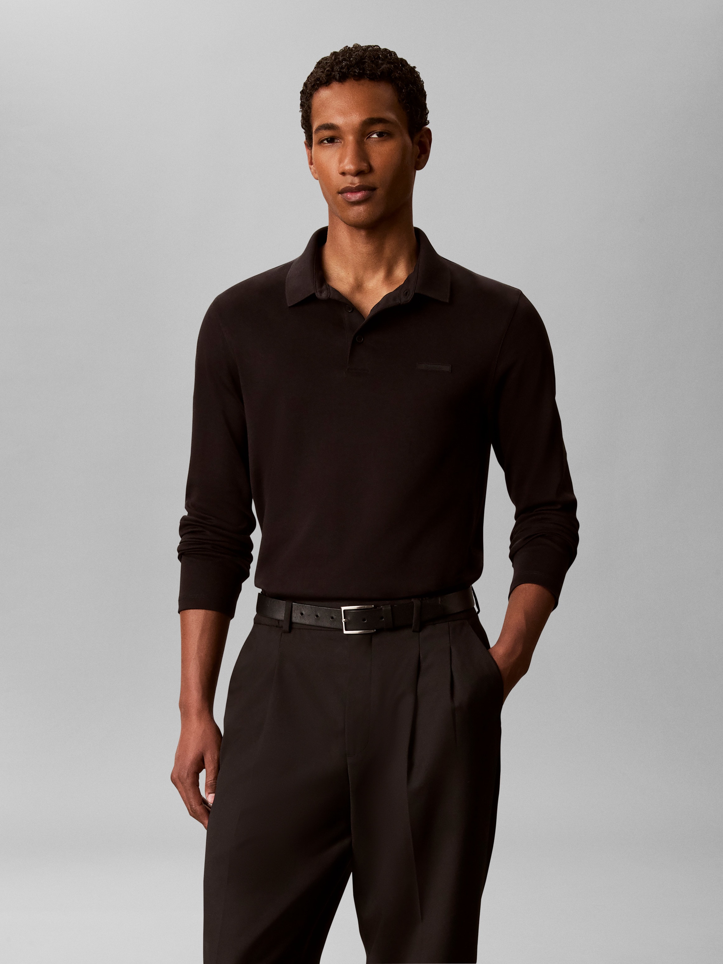 Image of Calvin Klein Jeans Langarm-Poloshirt Polokragen, Slim Fit, reine Baumwolle