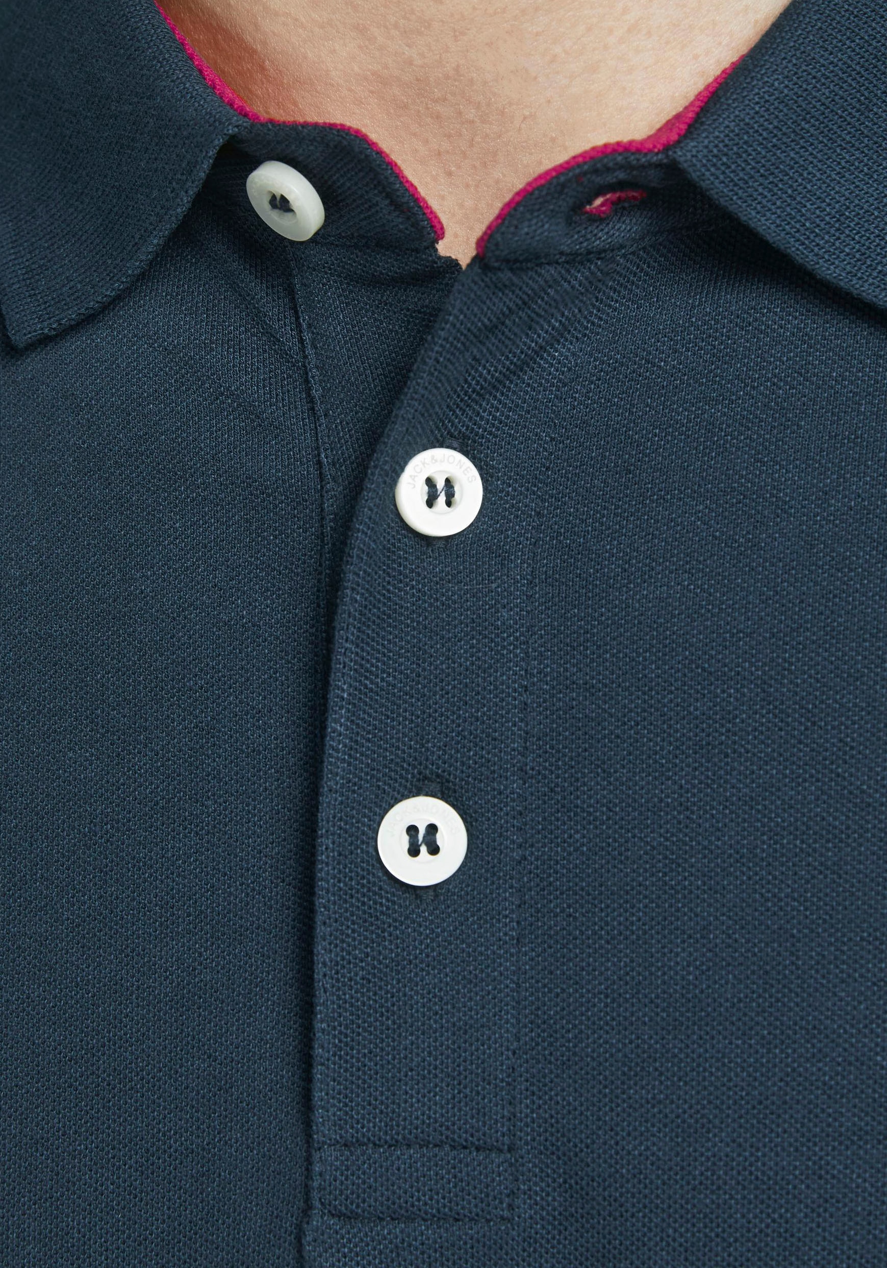 Jack & Jones Poloshirt »JJEPAULOS  Poloshirt mit klassischem Kragen und figurbetonter Form« Logostickerei, modisch, schmal, Baumwolle, Polokragen