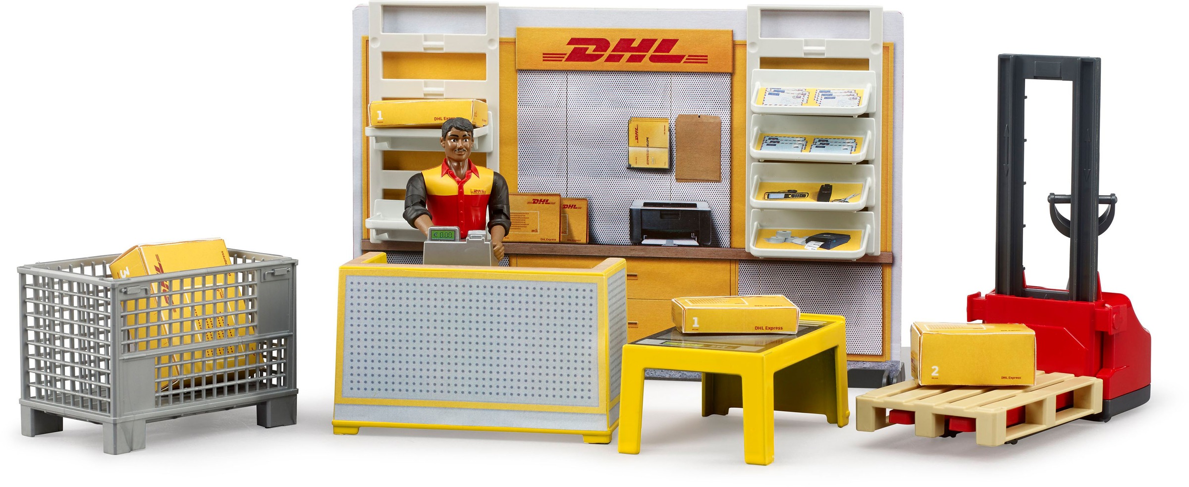 Image of Bruder® Spielwelt »bworld DHL Shop mit Handhubstapler (62251)«, Made in Germany bei Ackermann Versand Schweiz