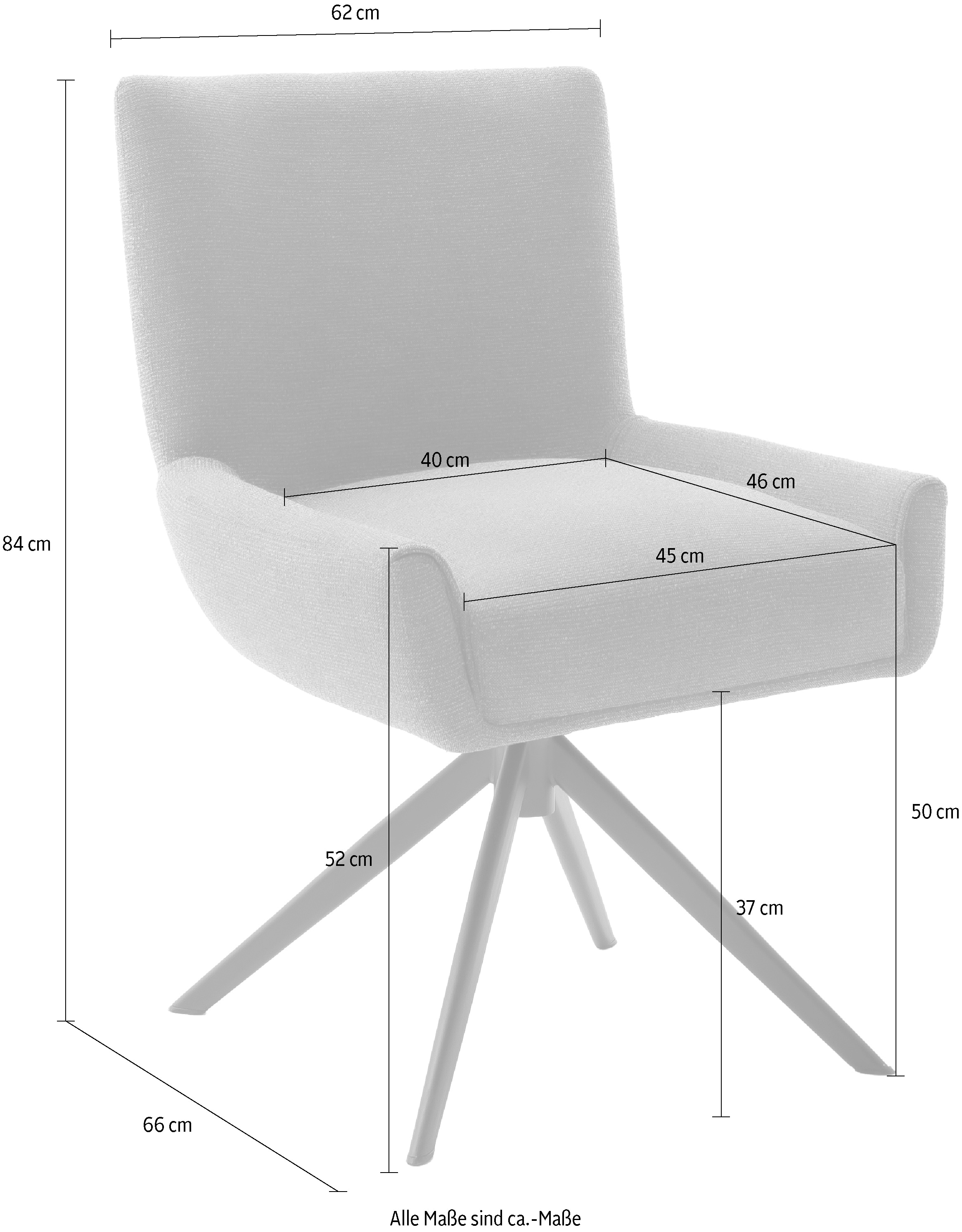 MCA furniture 4-Fussstuhl »WILSON Esszimmerstuhl, Armlehnstuhl, Polsterstuhl, modern«, (Set), 2 St., Leder, Stuhl, Armlehnenstuhl, drehbar, Taschenfederkern, belastbar 160 kg,XXL