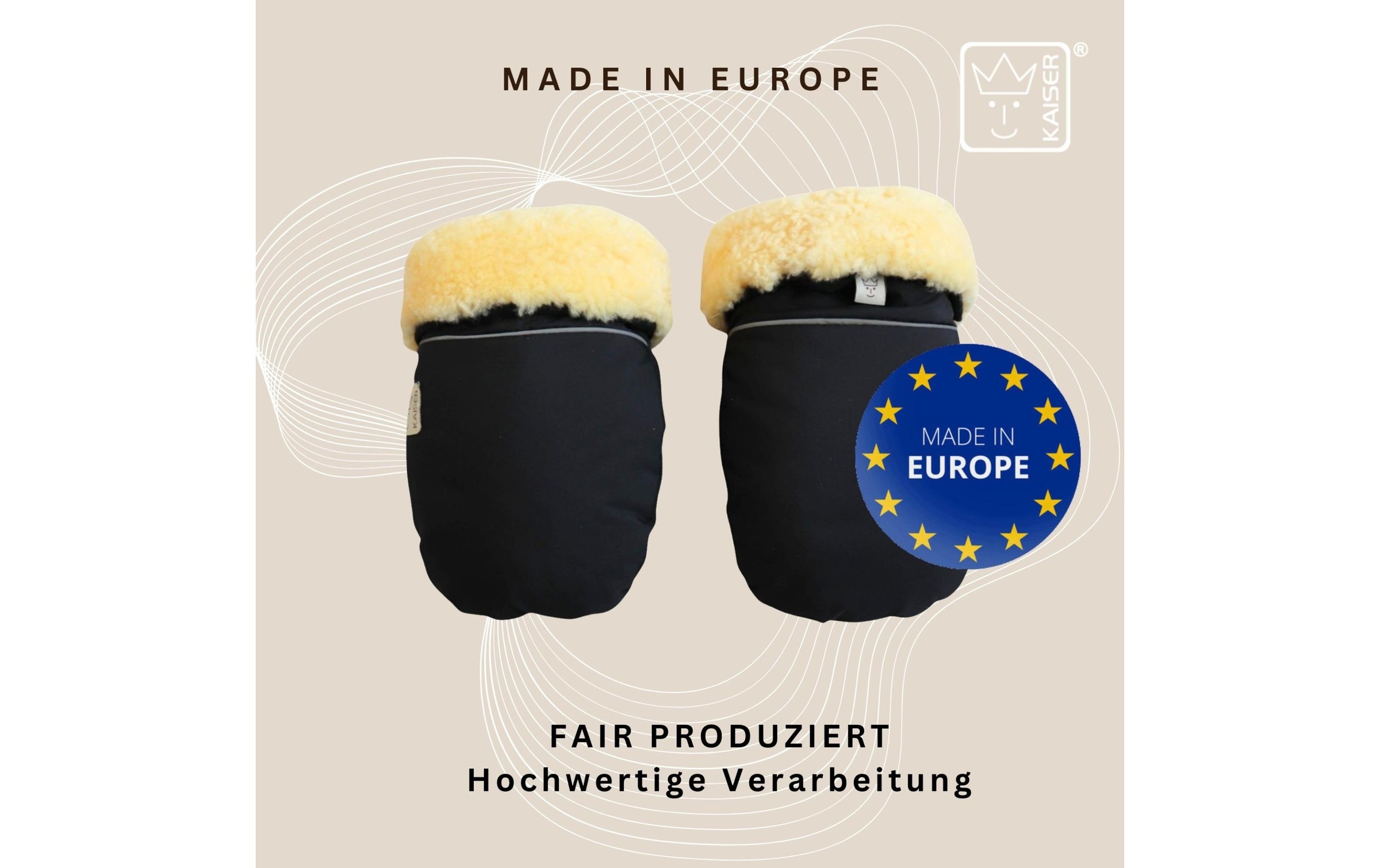 Kaiser Kinderwagen-Handwärmer »Handschuh Reflect Kiwa« Lammfell-Kinderwagenhandschuh