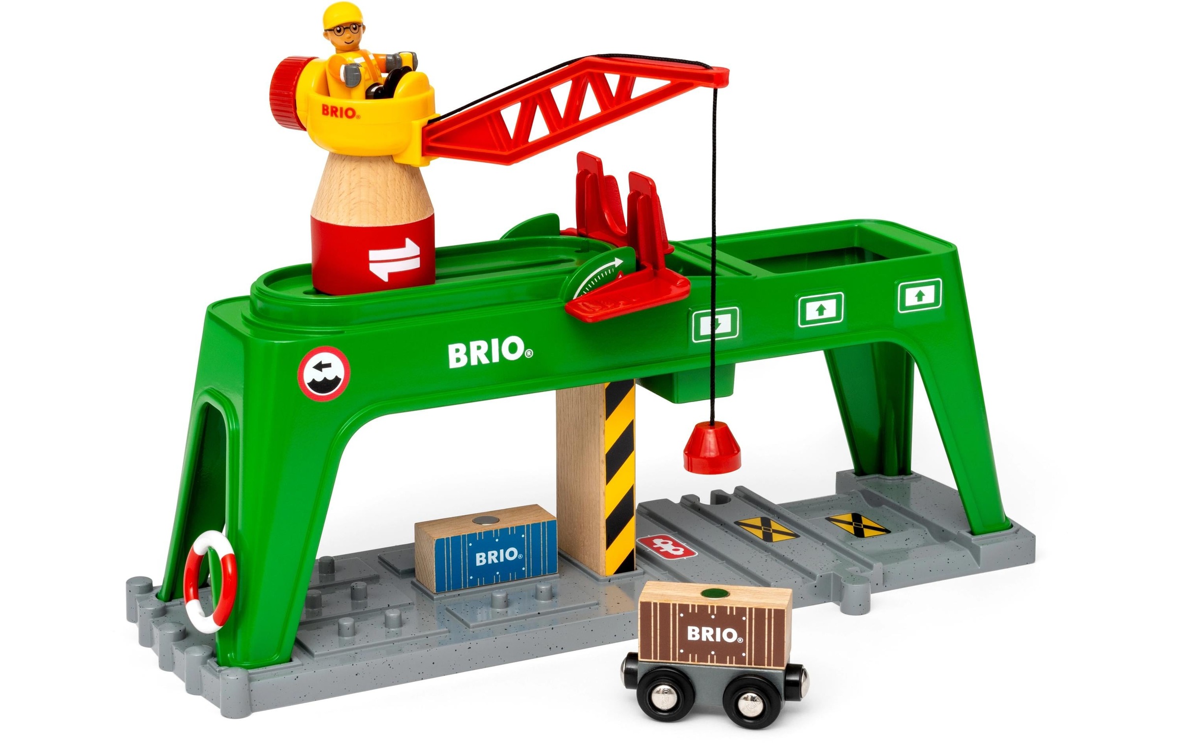 Image of BRIO Spielzeugeisenbahn-Gebäude "Bahn Verlade-Terminal mit Containerkran"