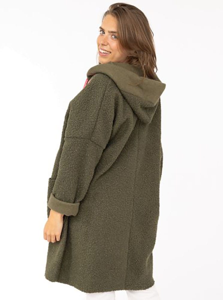 Zwillingsherz Manteau court »"Neon"« aus Teddystoff mit Kapuze, Reissverschluss und Taschen