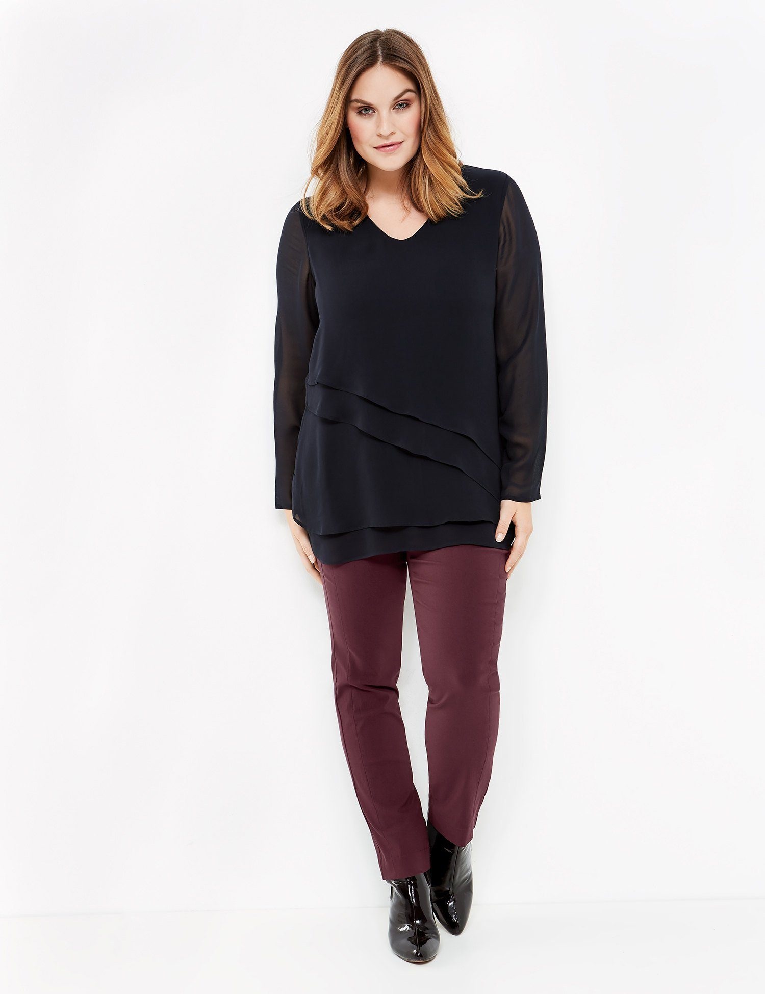 Bluse Langarm »Bluse aus Crêpe Georgette«