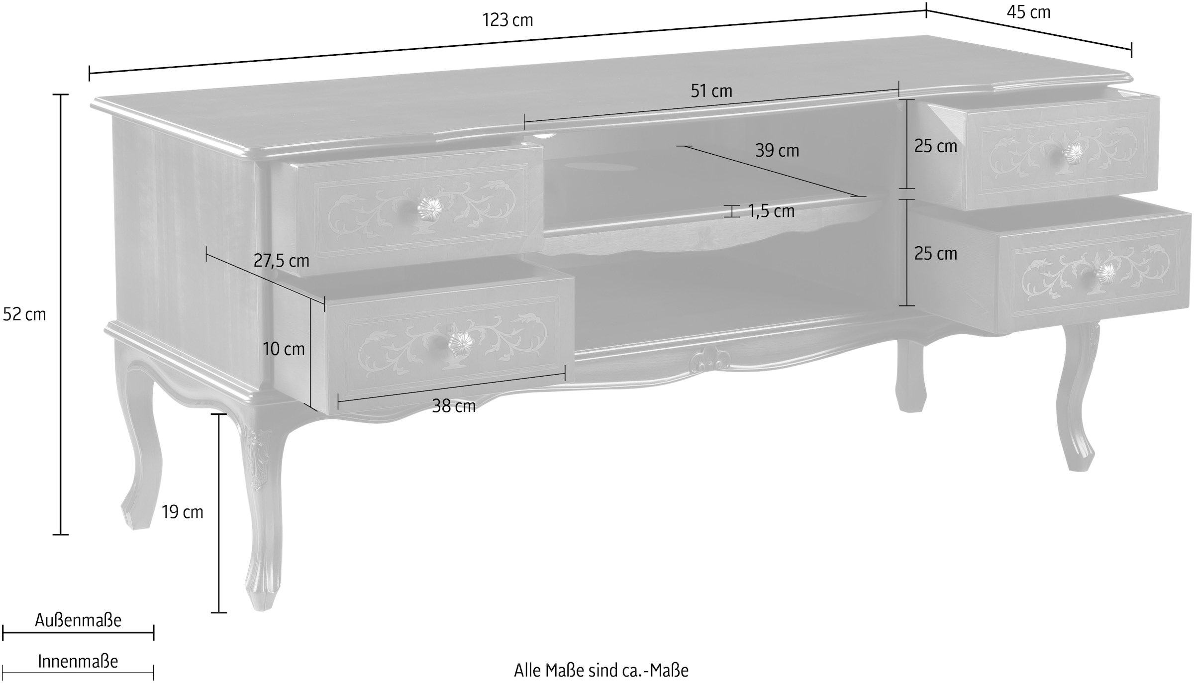 Home affaire TV-Board »Limone«, Breite 123 cm