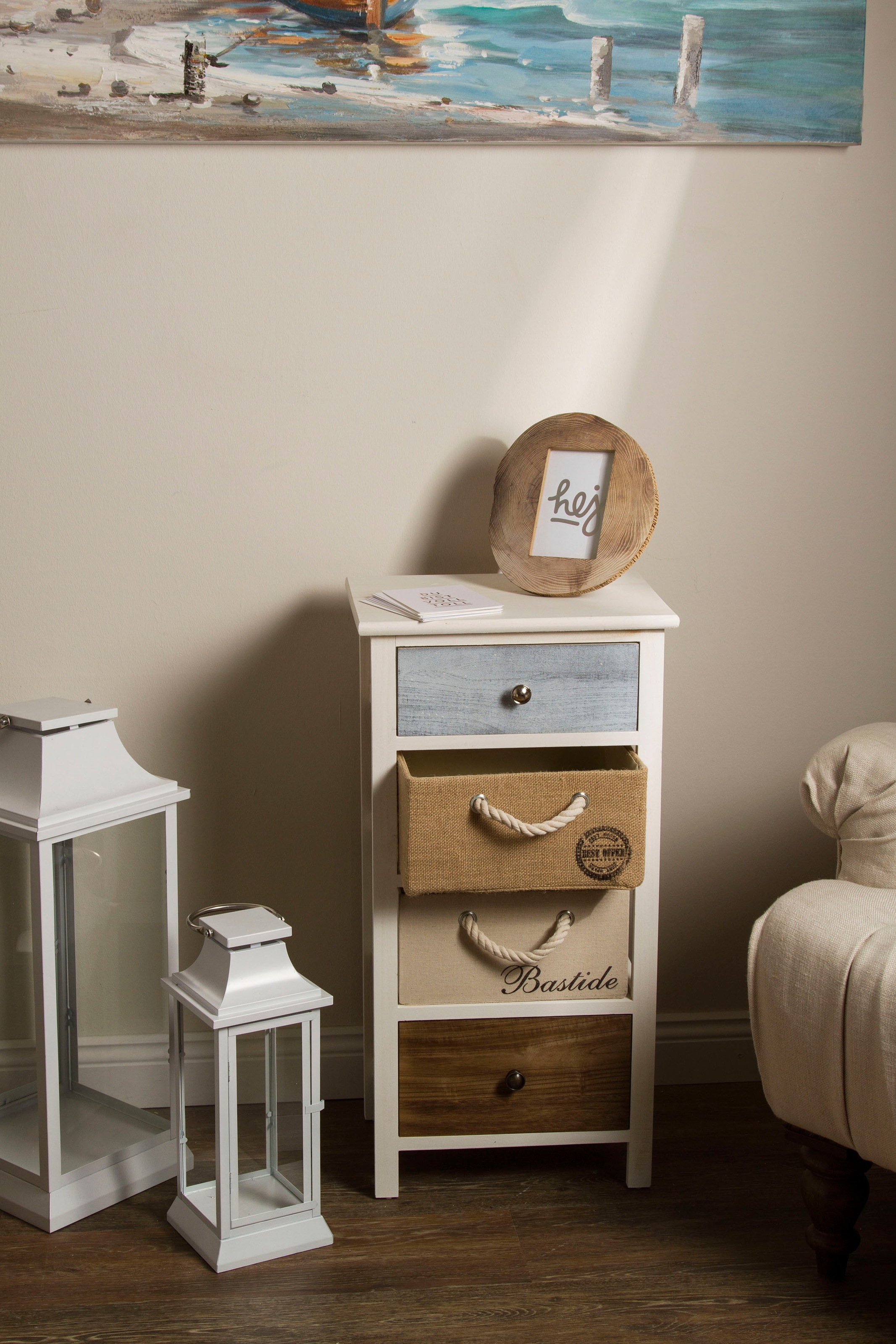 Image of my Flair Kommode »Eliza«, Kommode, Hochkommode mit vier Schubkästen im schönem Braunton, Unterschiedliche Griffarten bei Ackermann Versand Schweiz