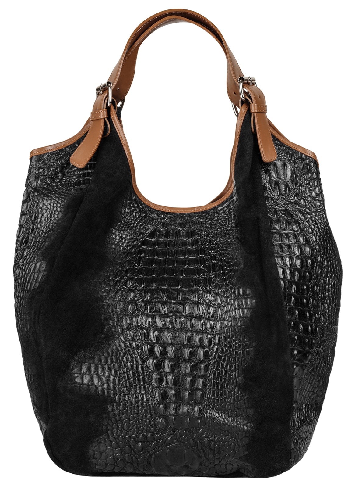Samantha Look, Unisex, Shopper echt Leder, Made in Italy, schwarz, B/H/T: 45cm x 45cm x 13cm onesize, Höhe 45 cm x Breite 45 cm x Tiefe 13 cm