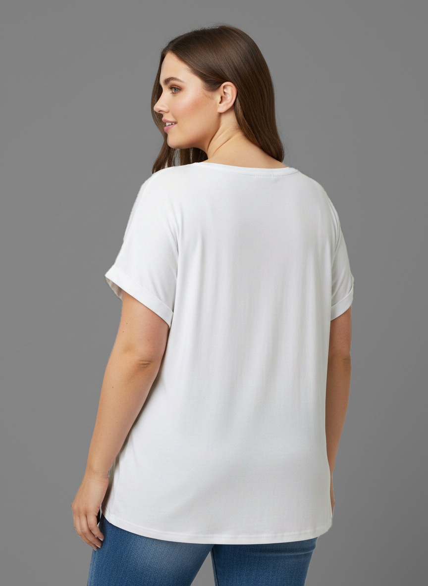 Laura Scott CURVE T-shirt 2 cuis im 2er Pack mit modischem Ärmelaufschlag - GROSSE GRÖSSEN