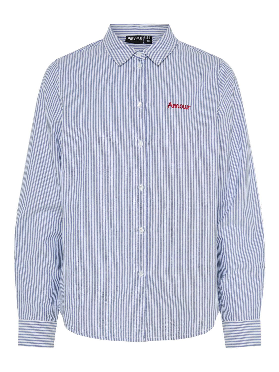 pieces Blouse à manches longues »PCIRENE LS SHIRT WVN NOOS« coton, coupe régulière