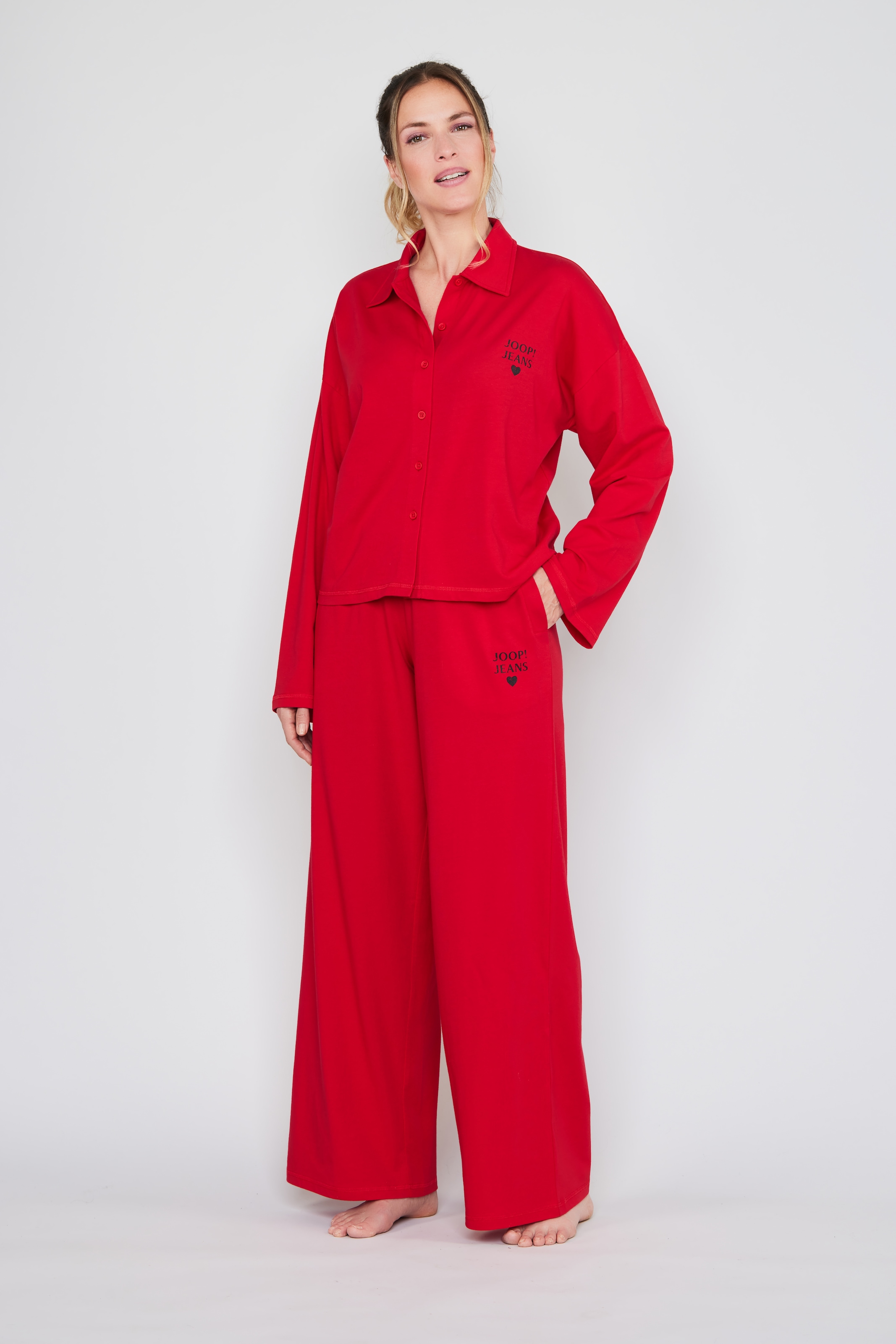 JOOP! Jeans Pyjamahose »After Dark (JOOP! Jeans)«, elastischer Bund, Cotton-Mix, weites Bein, Logo-Print, Taschen