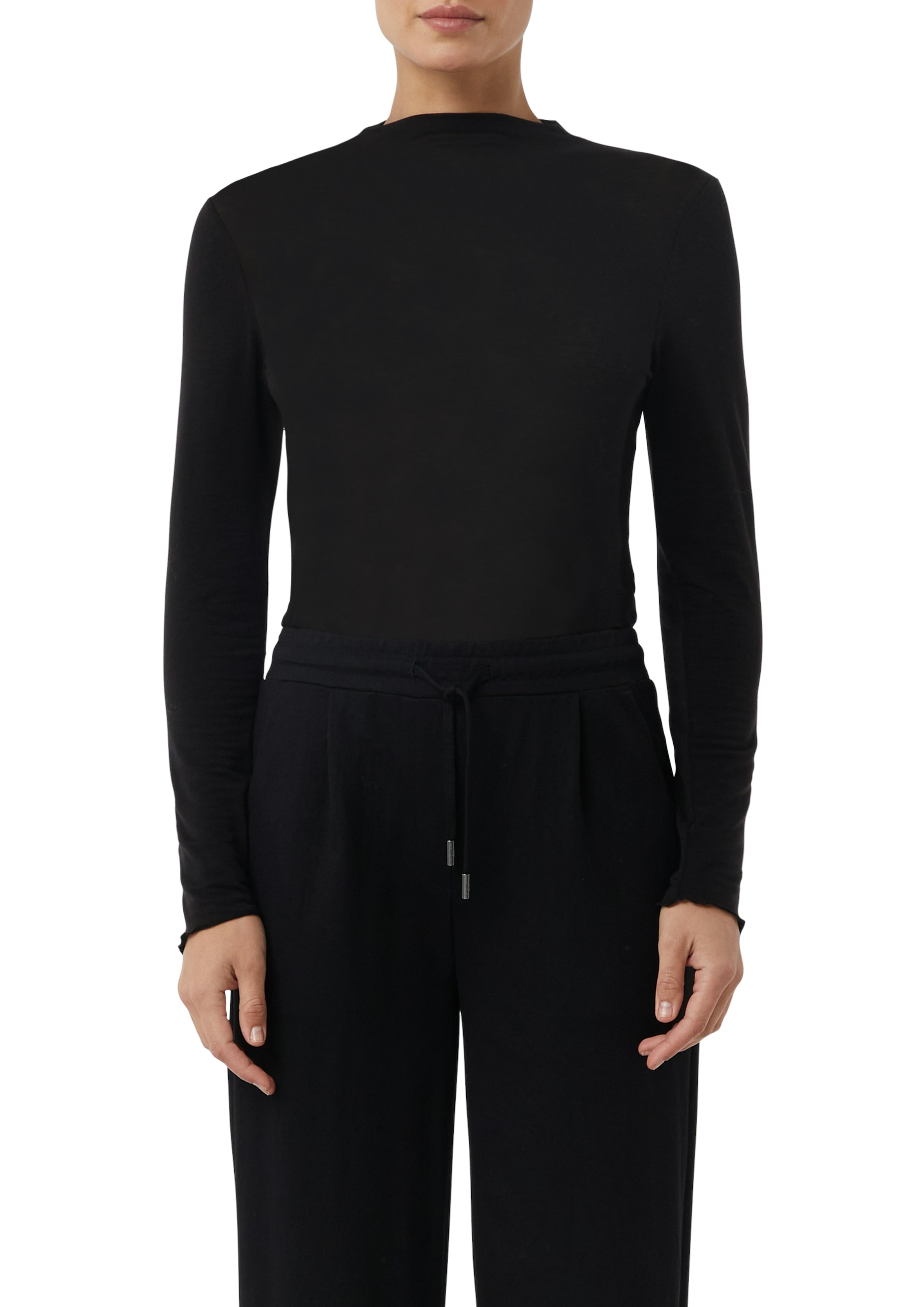Image of comma casual identity Langarmshirt "semitransparente Optik" hoher Rundhalsausschnitt, casual, slim fit, mit Wolle