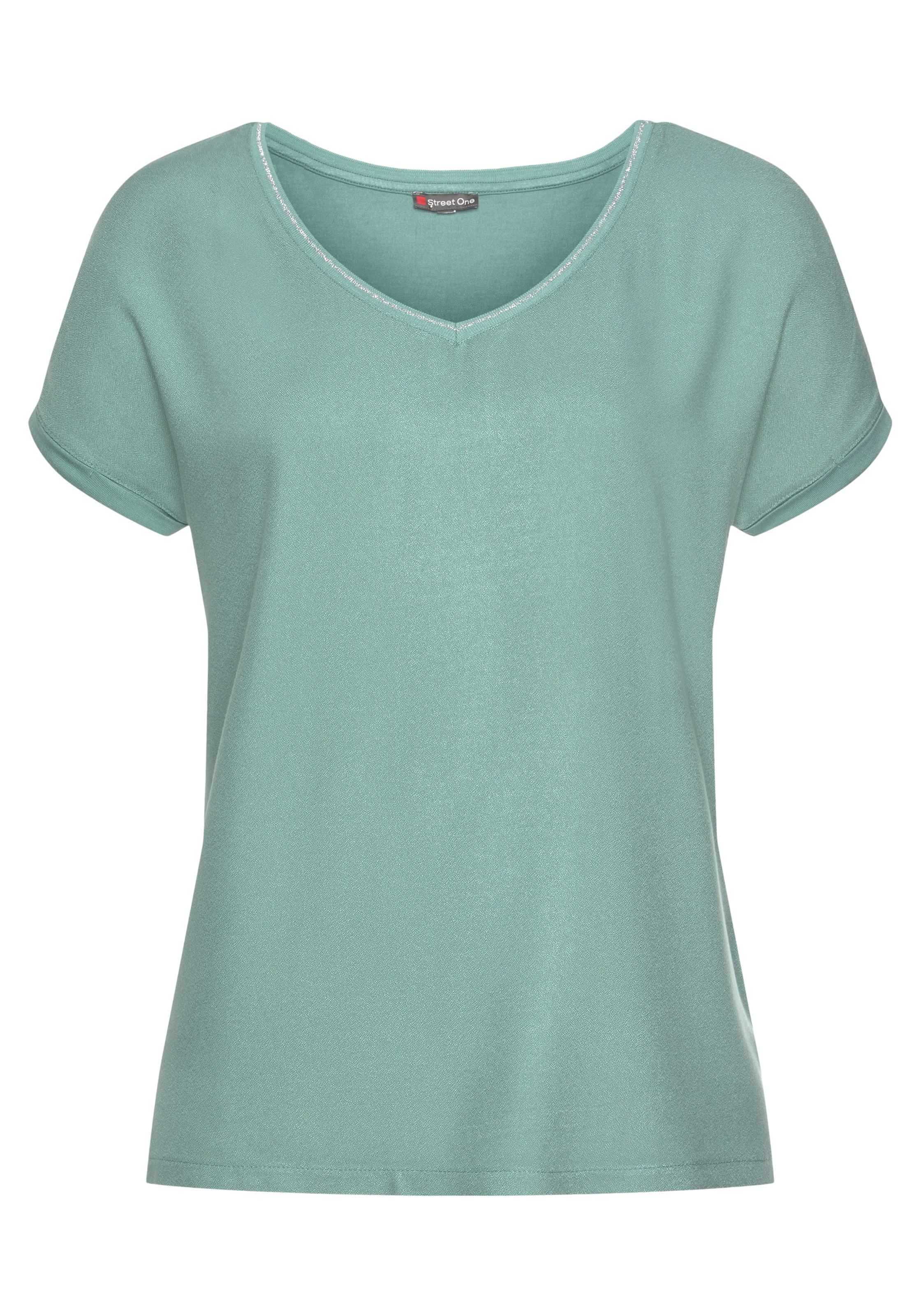 Image of STREET ONE Blusenshirt »Landa«, uni und gepunktet, mit Glitzerdetails bei Ackermann Versand Schweiz