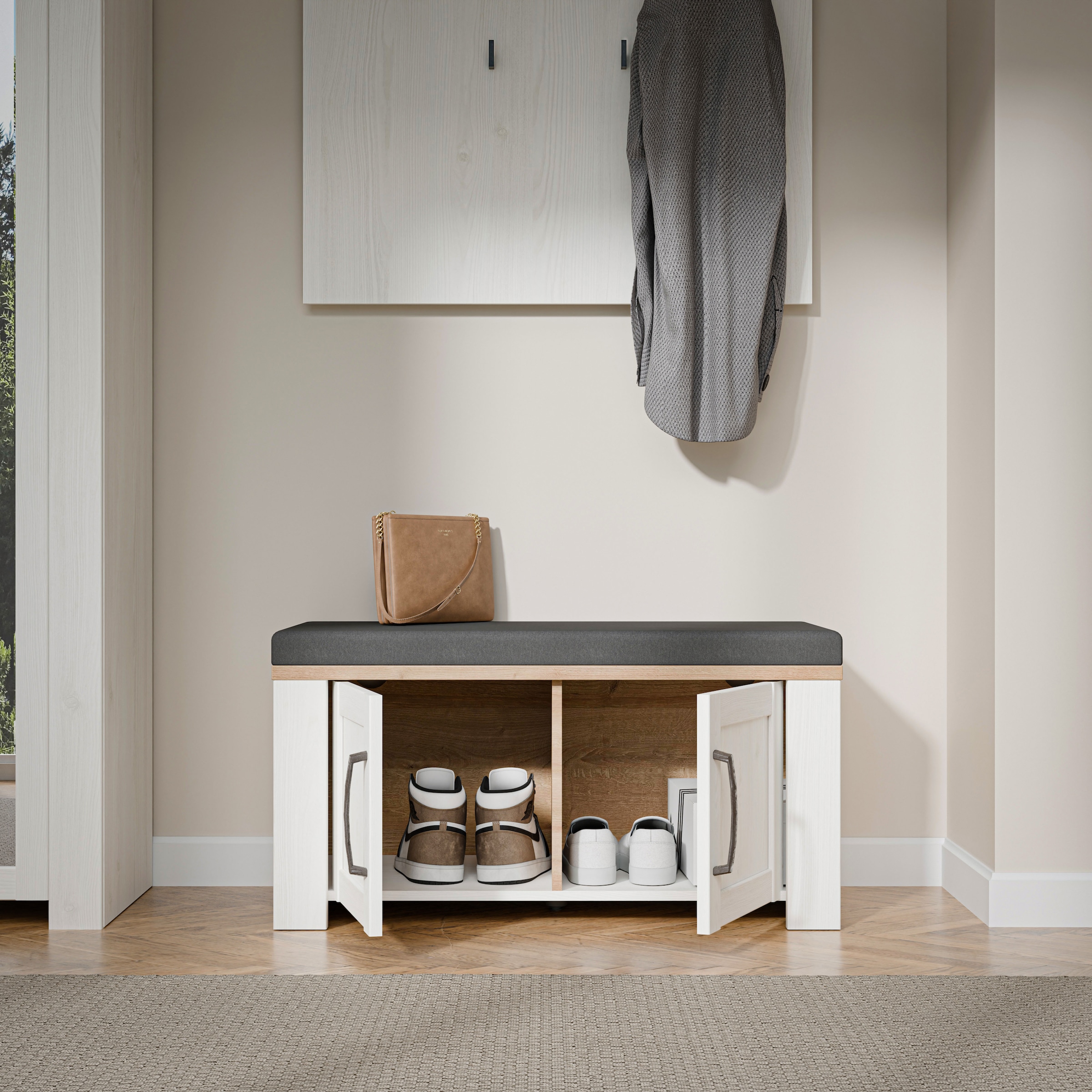 FORTE Polsterbank »Bohol, Garderobenbank mit Sitzpolster, Stauraum« B/H/T 86,5/45/42cm