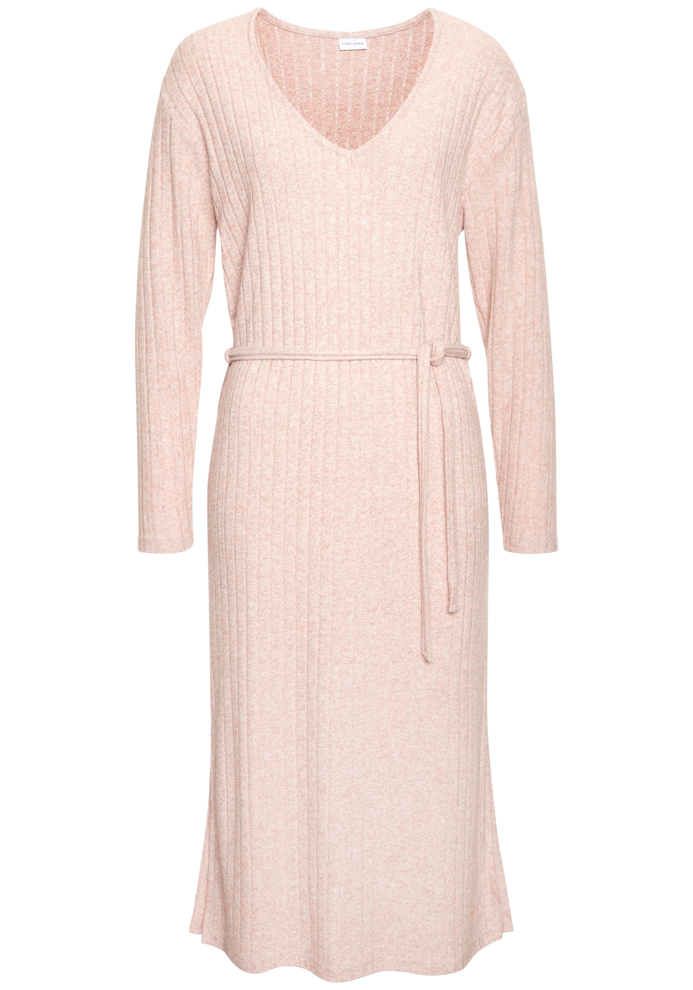 LASCANA Robe en tricot Lounge-/ Rippkleid mit weiten Ärmeln und Taillenband, Loungewear