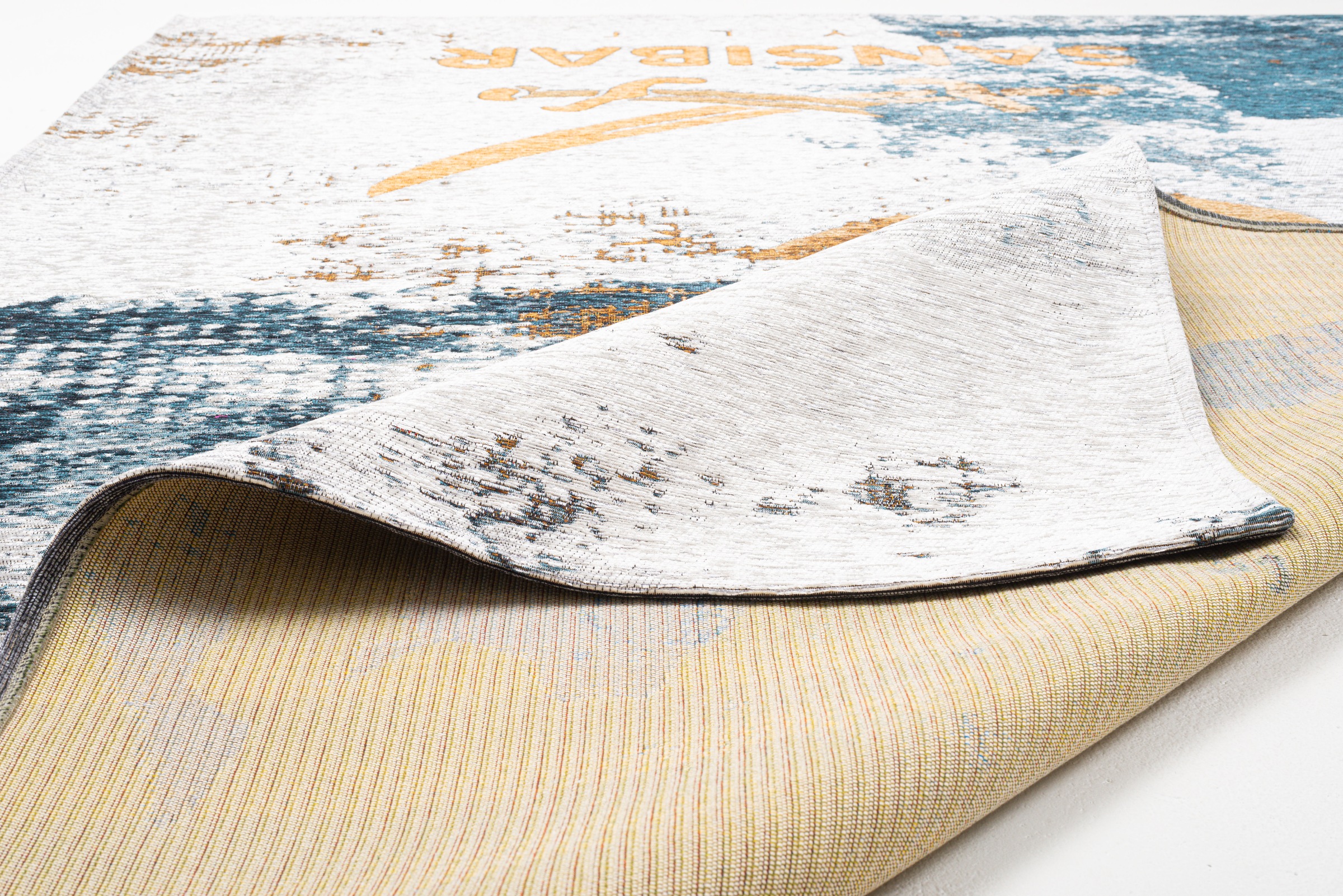 Sansibar Teppich »Keitum 012« rechteckig 3 mm Höhe Flachgewebe, modernes Design, Motiv Sylt & gekreuzte Säbel