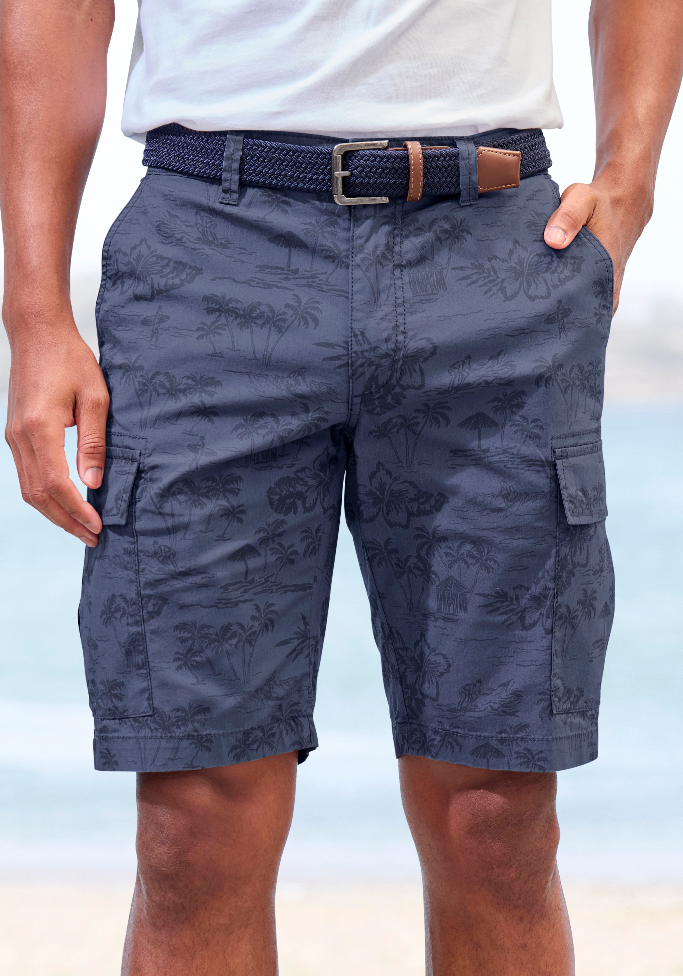 Image of John Devin Cargoshorts Shorts aus elastischer Baumwolle, modisch bedruckt