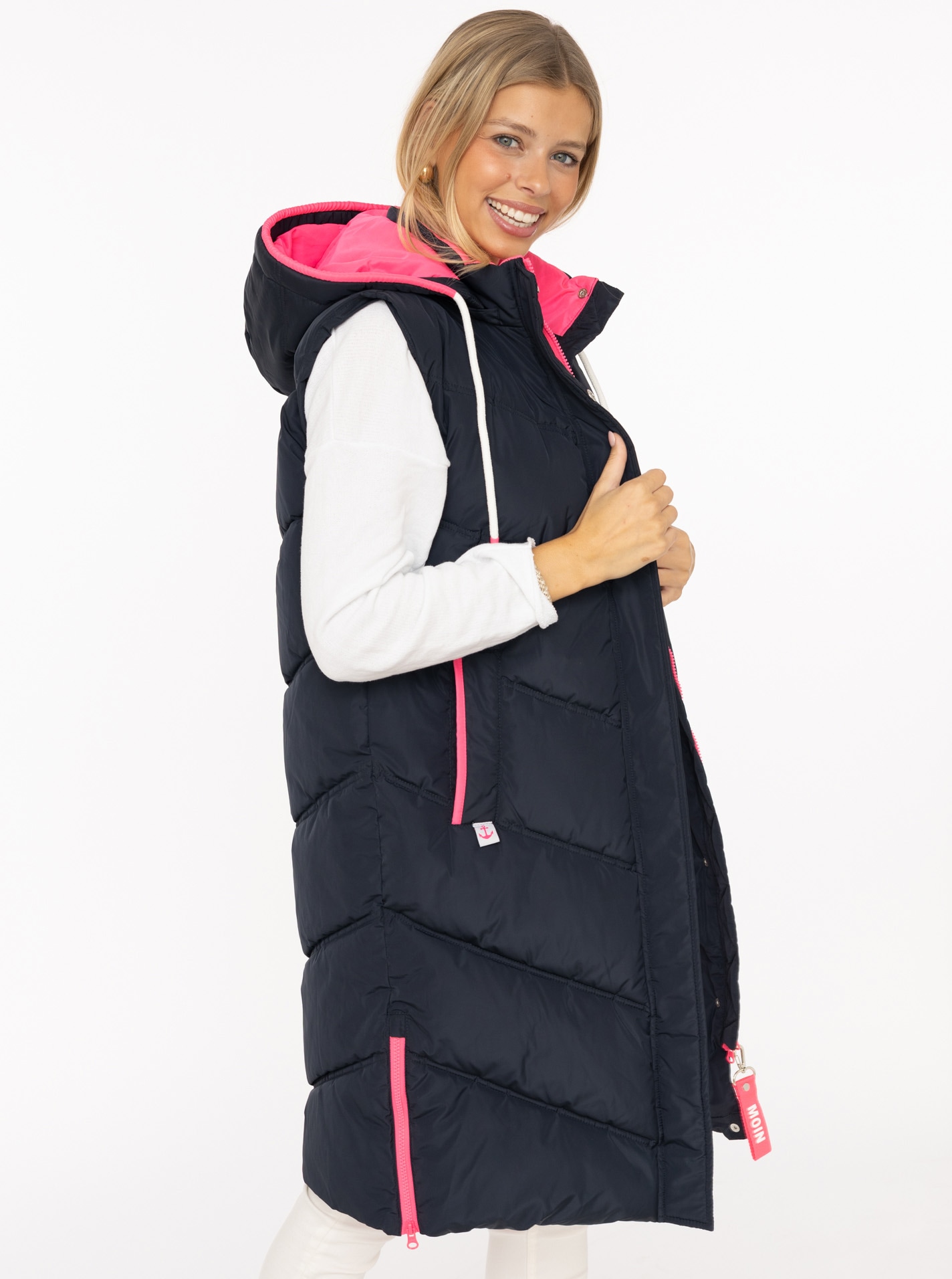 Zwillingsherz Gilet matelassé »"Heimatgefühl"« Kapuze, Details, Zipper und Taschen