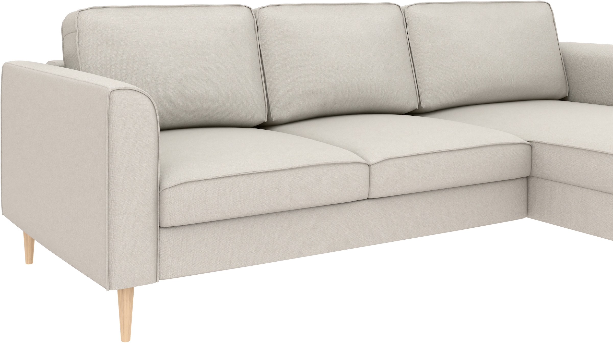Home affaire Ecksofa »Booster, whlw. mit Schlaffunktion & Bettkasten, Fuss Buche lackiert« Recamiere beidseitig montierbar, L-Form, in Cord & Struktur, B: 232 cm