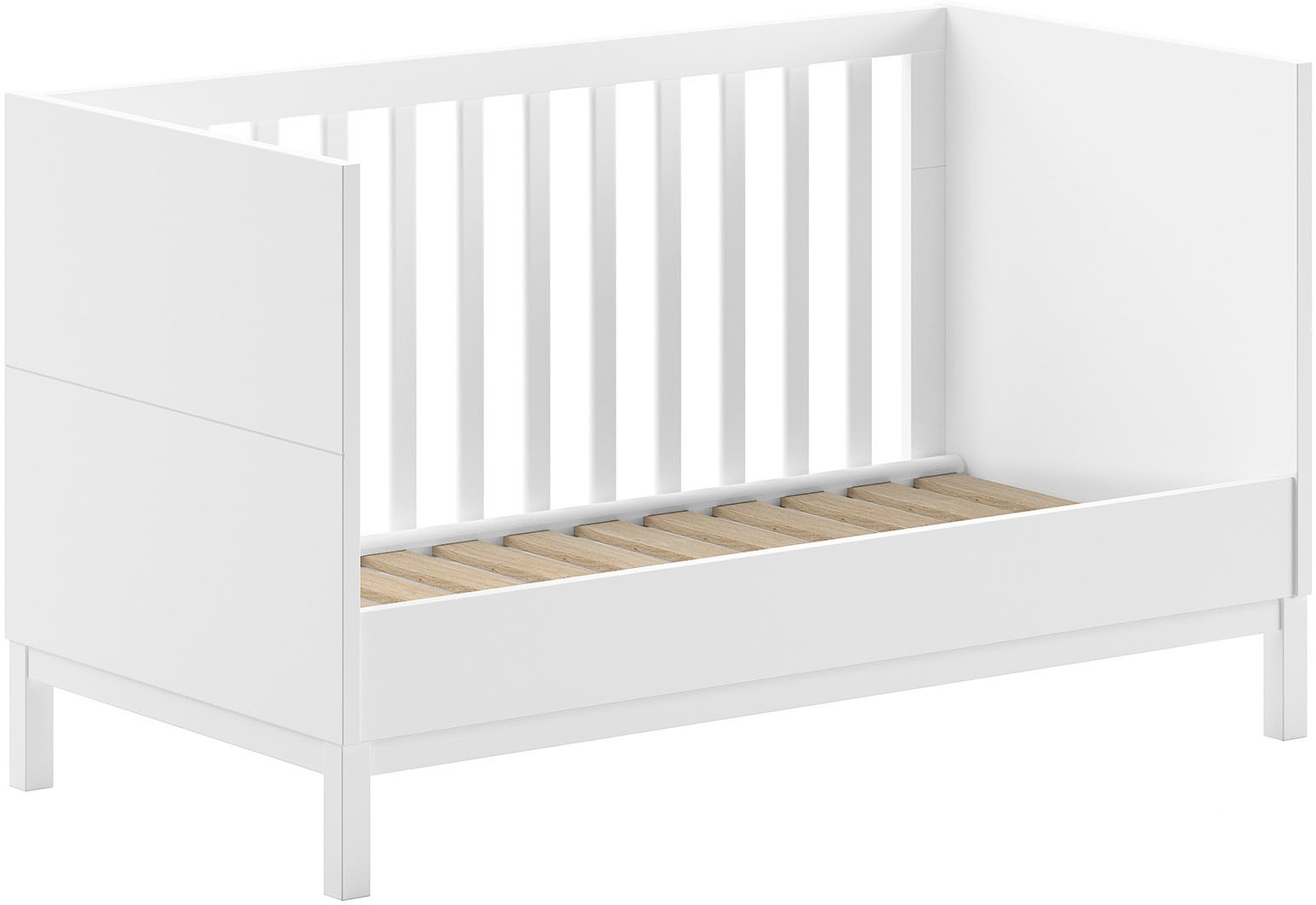 Vipack Lit bébé »in gradlinigem Design, standfest gebaut, pflegeleichte Oberfläche« 70x140 cm avec 3 barreaux d'accès, convertible en lit junior, laqué blanc