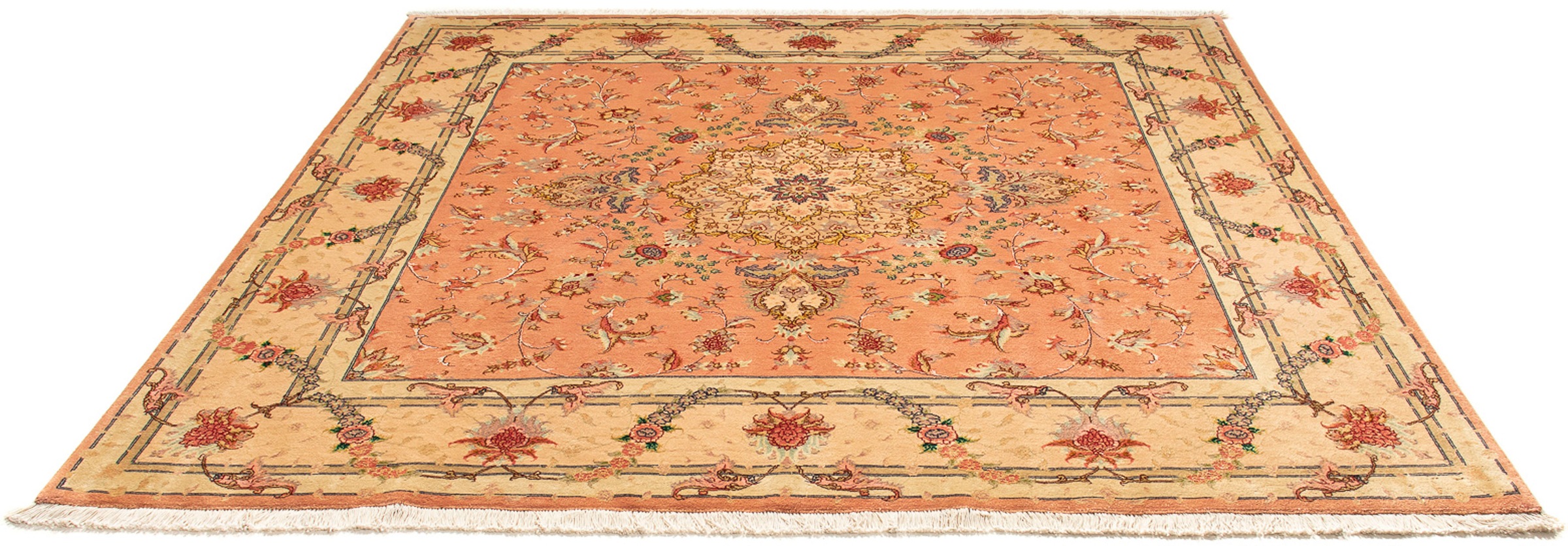 Image of morgenland Orientteppich »Perser - Täbriz - Royal quadratisch - 204 x 192 cm - hellrot«, quadratisch, 7 mm Höhe, Wohnzimmer, Handgeknüpft, Einzelstück mit Zertifikat bei Ackermann Versand Schweiz