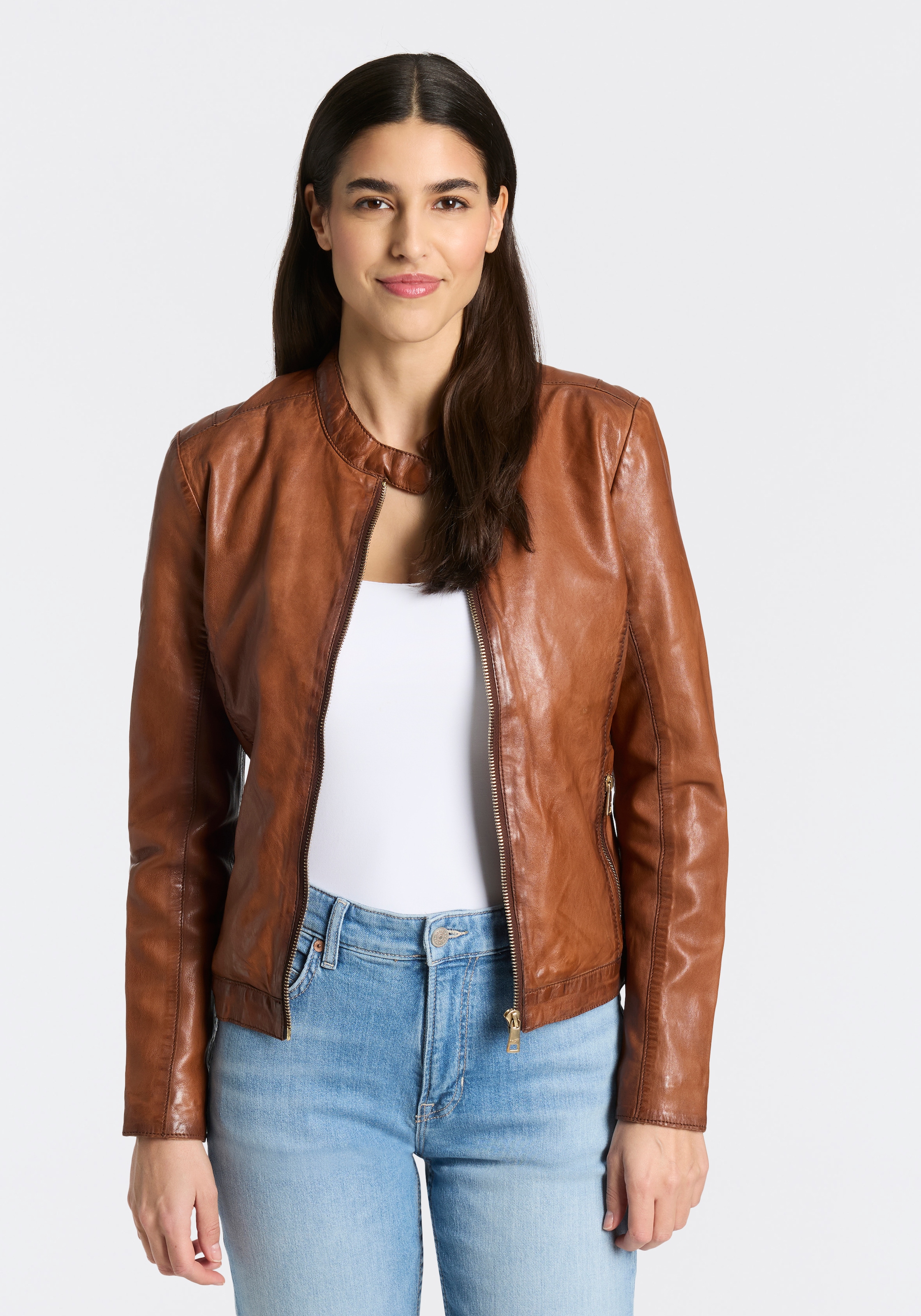 Mauritius Veste en cuir »MWKawira« mit Stehkragen