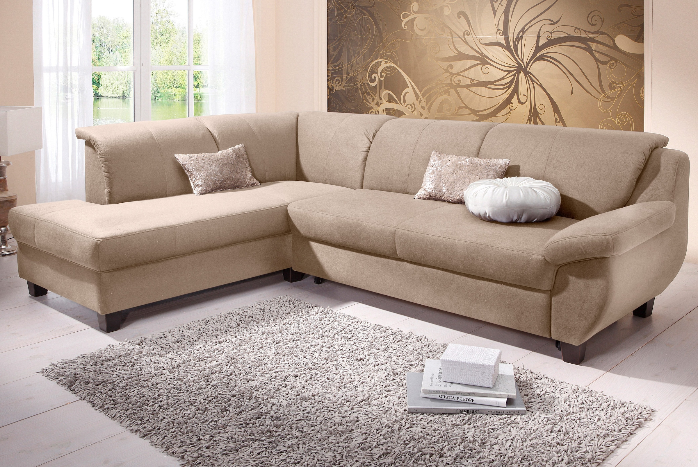 Image of Home affaire Ecksofa "Yesterday L-Form, B/T: 254/186 cm, belastbar bis 140kg/ Sitz" Microfaser, natur