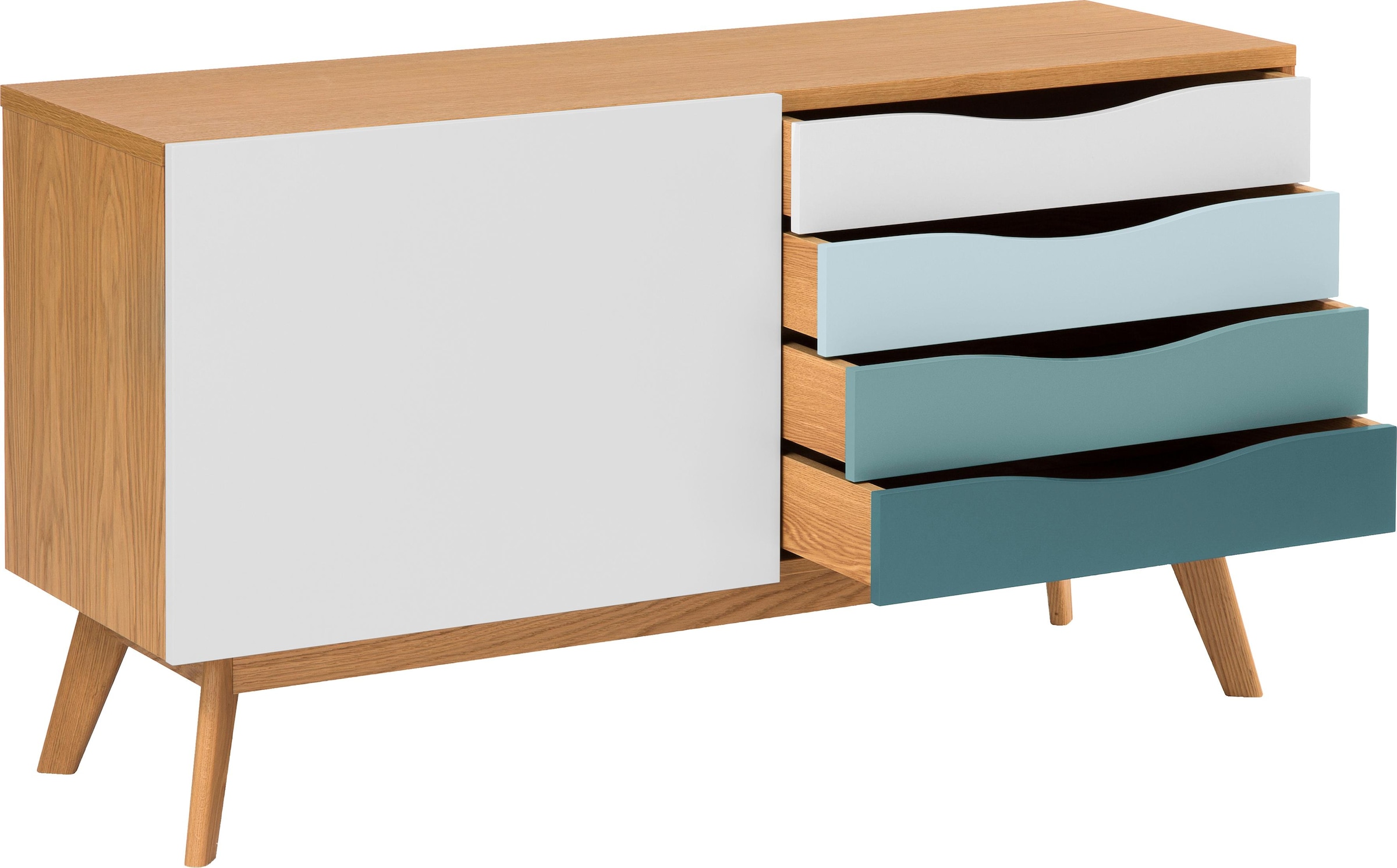 Woodman Sideboard »Hilla«, Breite 130 cm, im angesagten skandinavischen Look, Fussrahmen aus Eiche