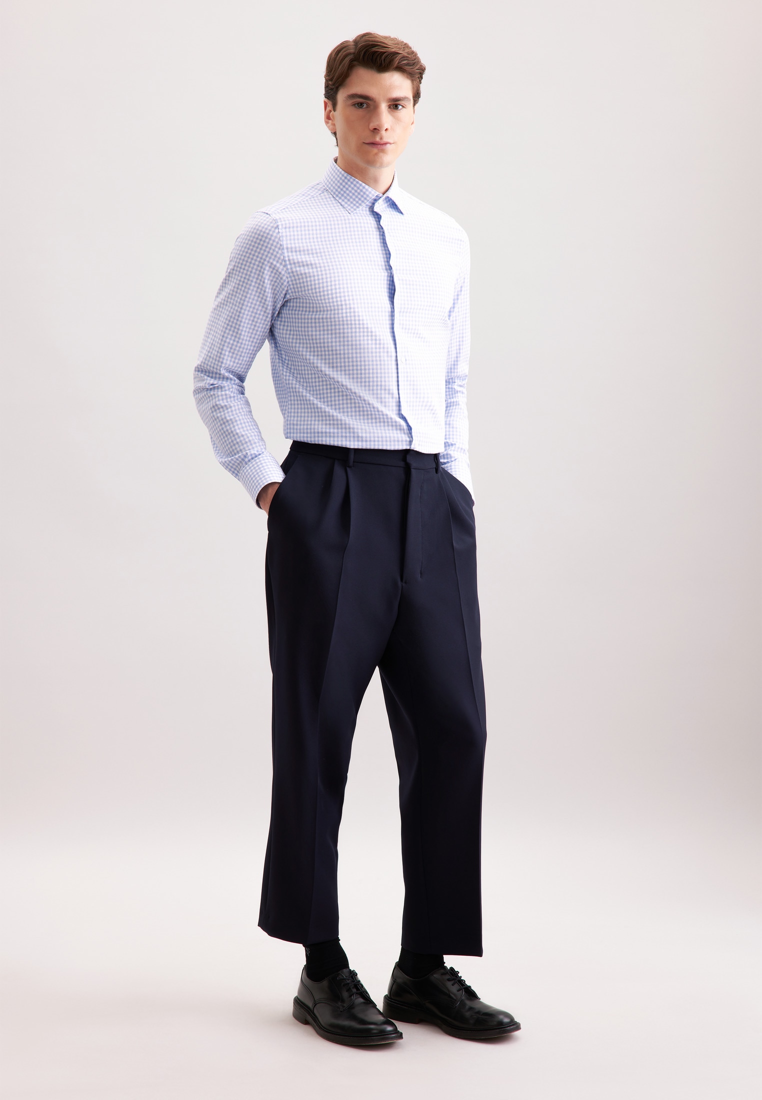 seidensticker Flanellhemd »Schwarze Rose« Slim 1/1 Kentkragen Karo