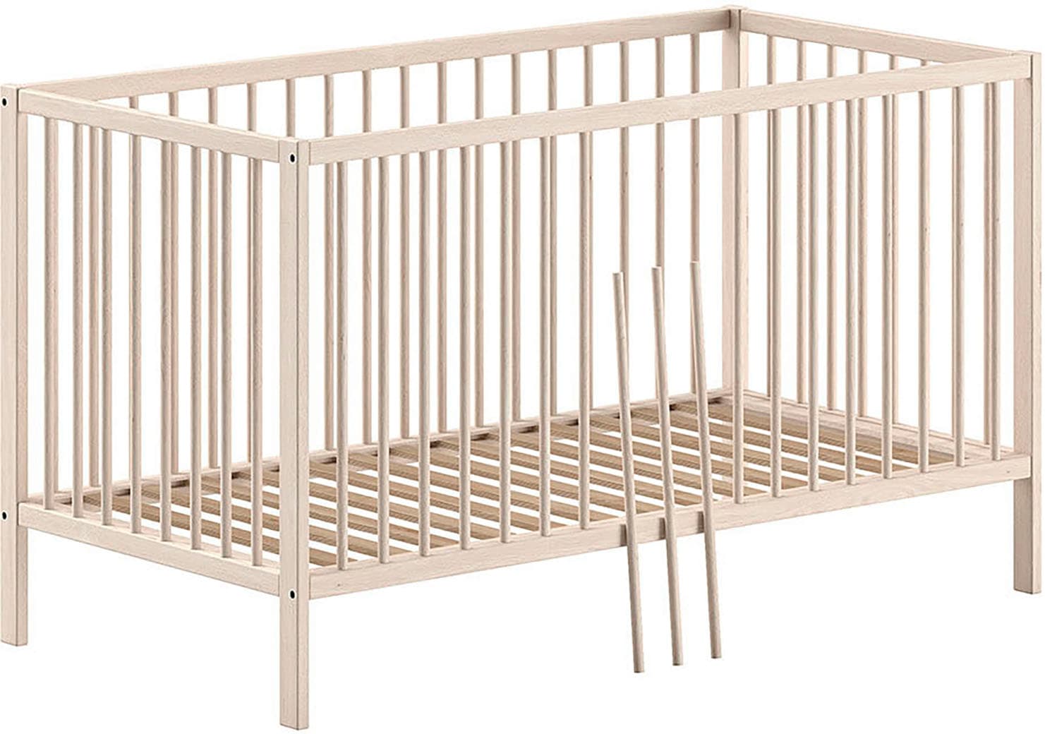 Vipack Babybett »Dino 70/140 mit 3-fach verstellb. Lattenrost, inkl. 3 Schlupfsprossen« aus massiver Buche, umbaubar zum Juniorbett, wahlweise in 3 Farben