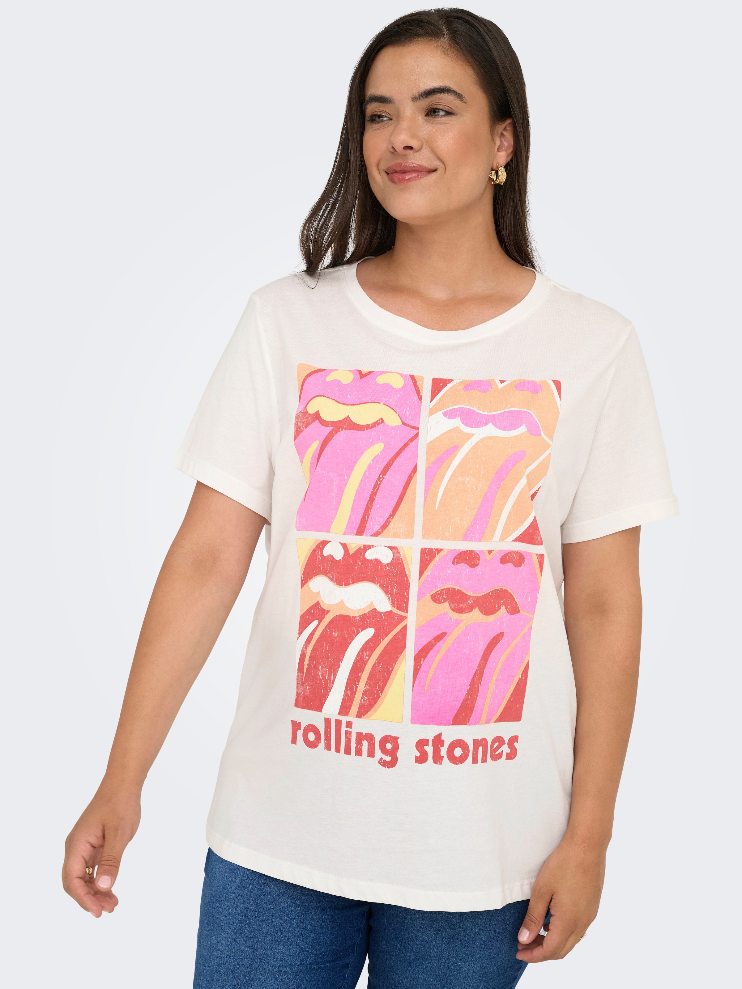 Image of ONLY CARMAKOMA Kurzarmshirt "CARROLL LIFE SS O-NECK REG TEE LC JRS"