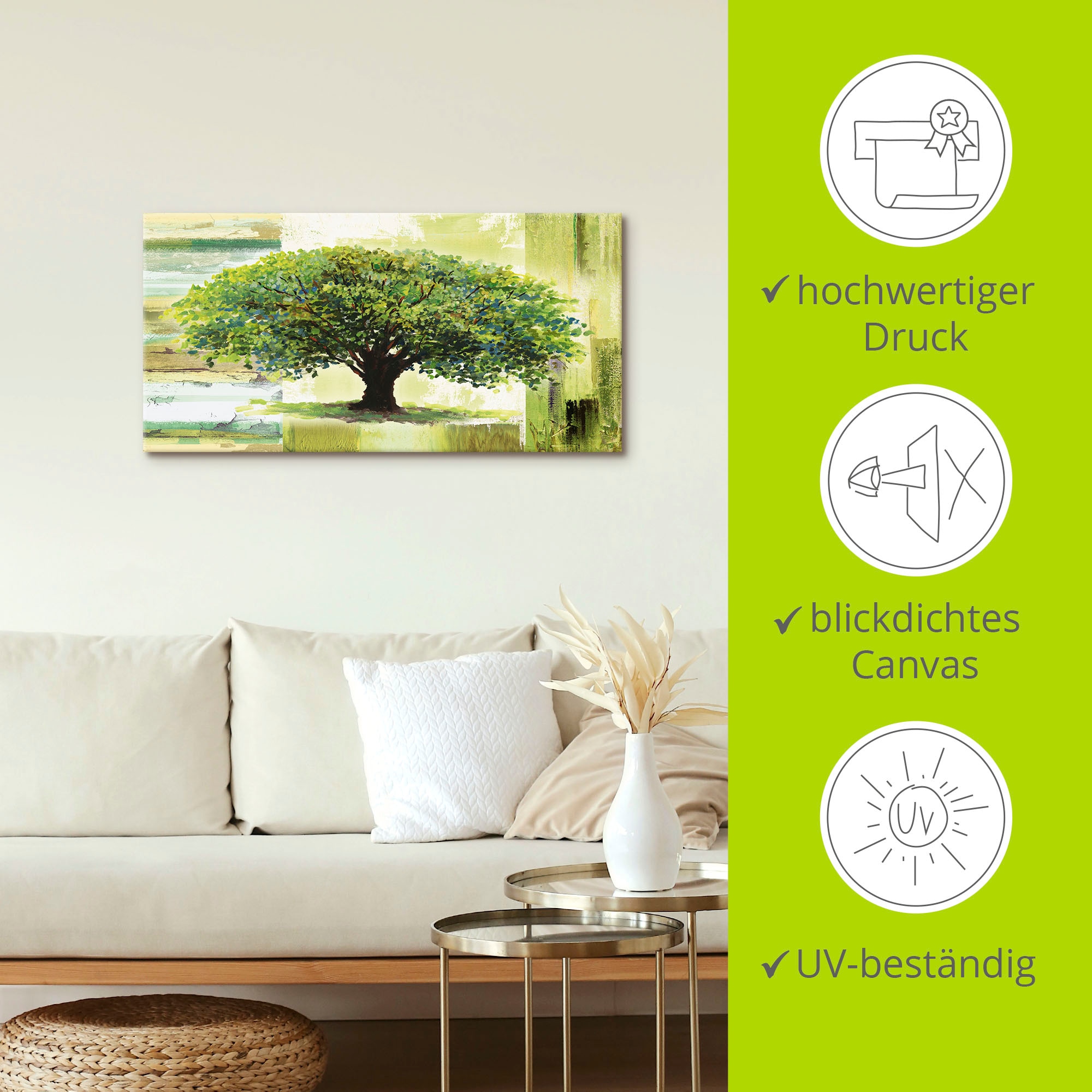 Artland Wandbild »Frühlingsbaum auf abstraktem Hintergrund«, Bäume, (1 St.), als Alubild, Outdoorbild, Leinwandbild, Poster in verschied. Grössen