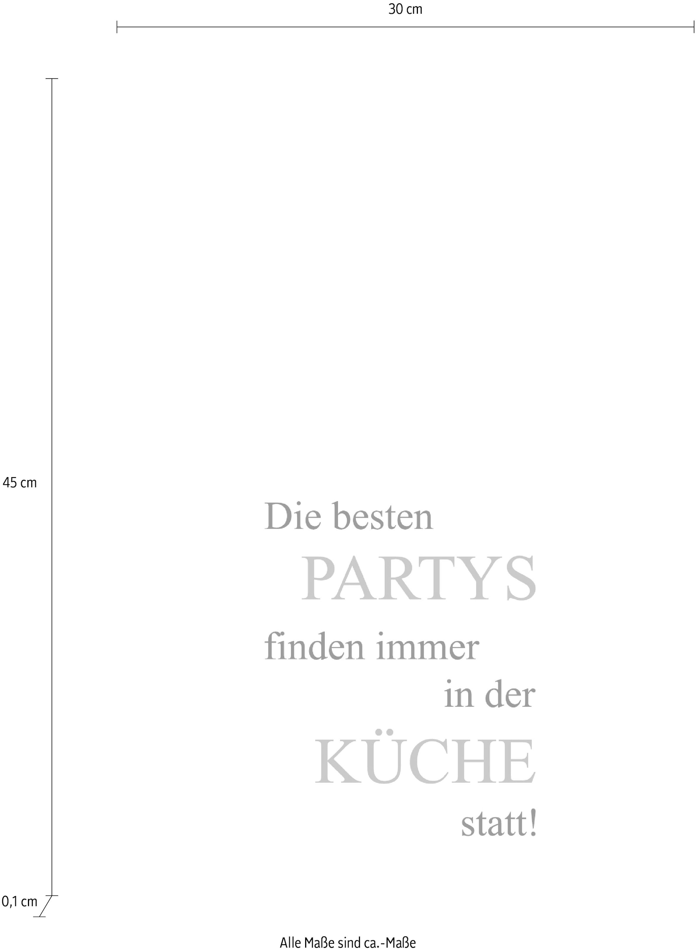 ♕ queence versandkostenfrei Wanddekoobjekt Stahlblech »Partys Schriftzug und auf auf Küche«