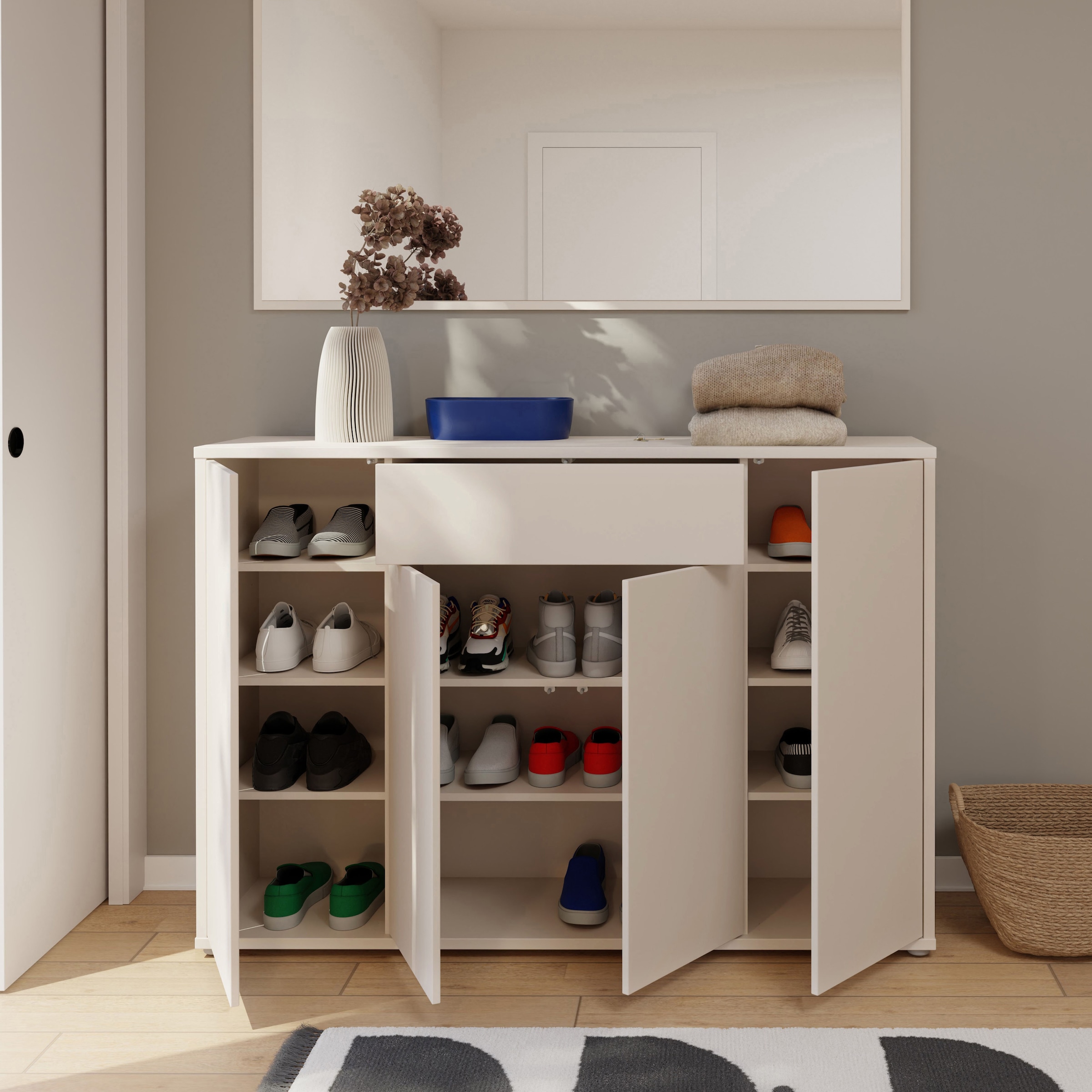 FORTE Armoire à chaussures »Alice Springs« L/H/P 143,9/99,1/34,9 cm push to open, 28 paires de chaussures