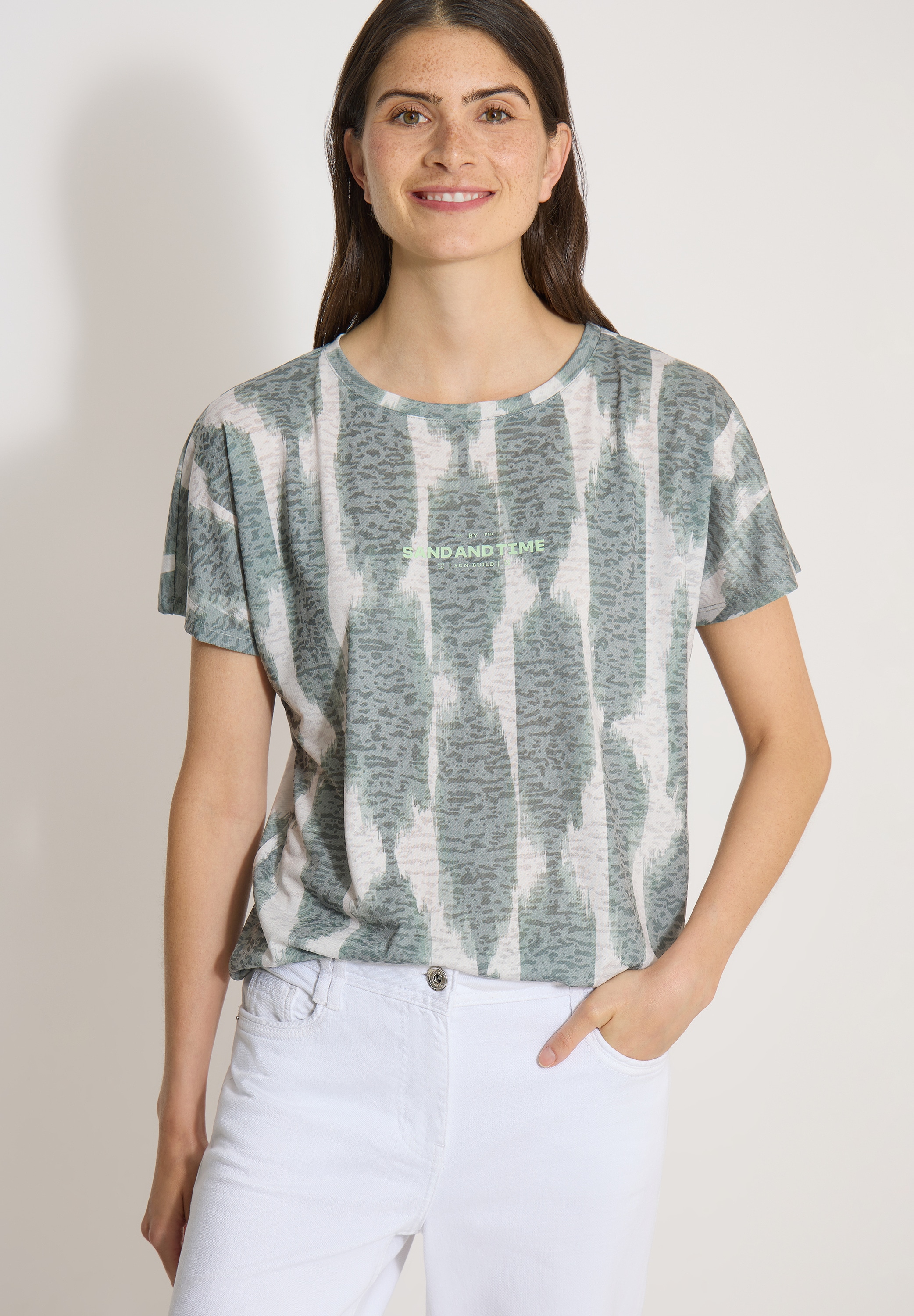 Image of Cecil Kurzarmshirt Sommershirt im Ausbrenner-Look mit Wording
