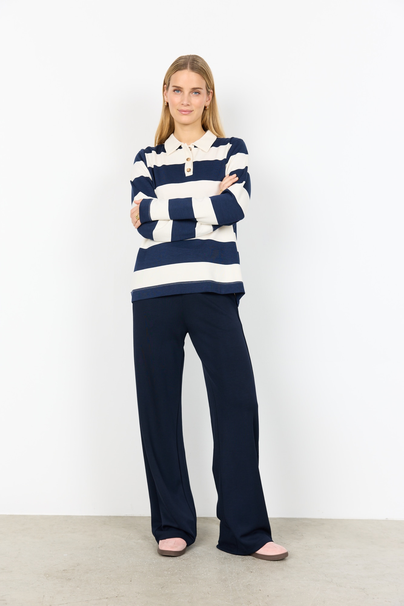 soyaconcept Polo à manches longues »SC-BARNI 48« en mélange de viscose avec modal, polyester et élasthanne, coupe régulière