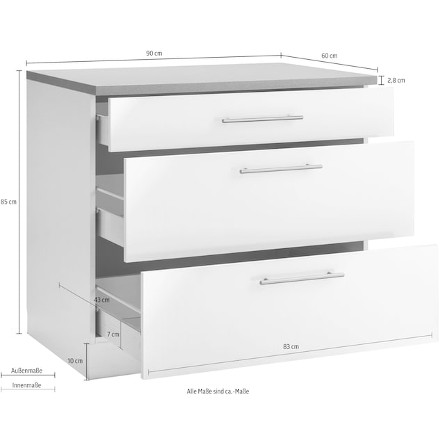 wiho Küchen Unterschrank »Cali«, 90 cm breit, mit 2 grossen Auszügen kaufen