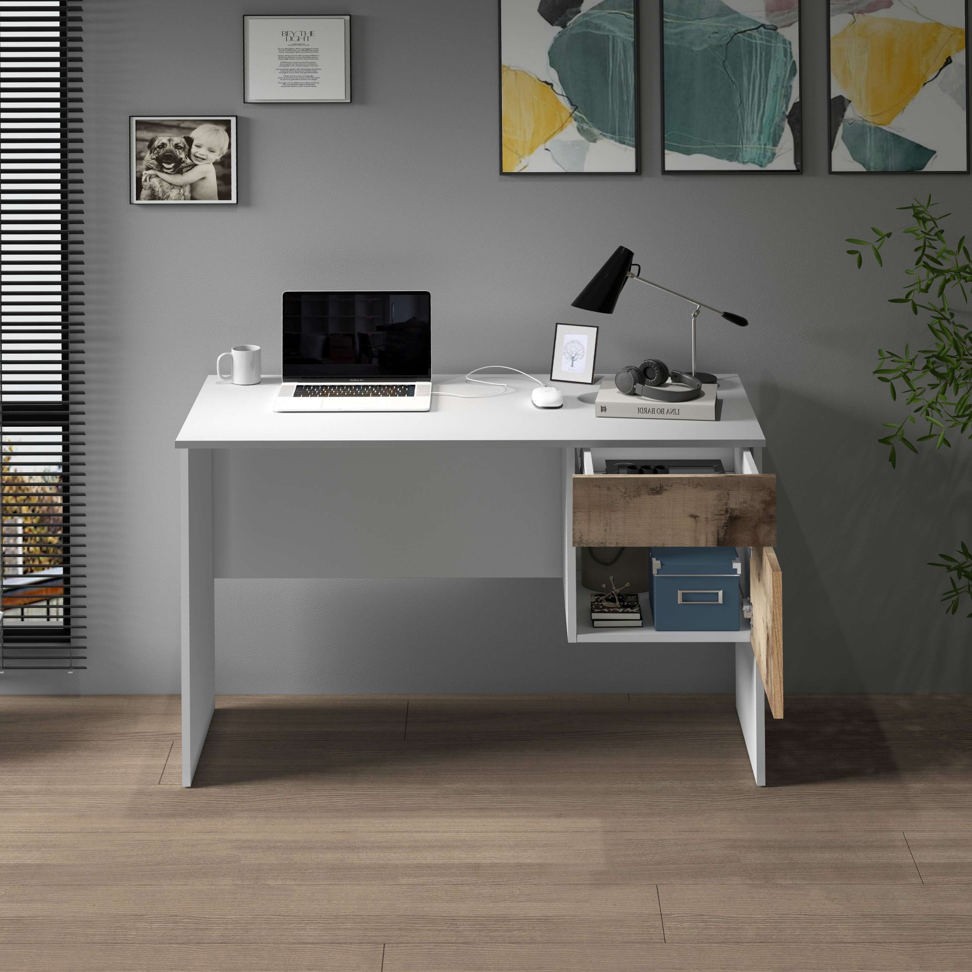 INOSIGN Schreibtisch »Coro, kleiner Computertisch, Bürotisch« mit 1 Tür & 1 Schublade, Breite 110 cm, Made in Italy