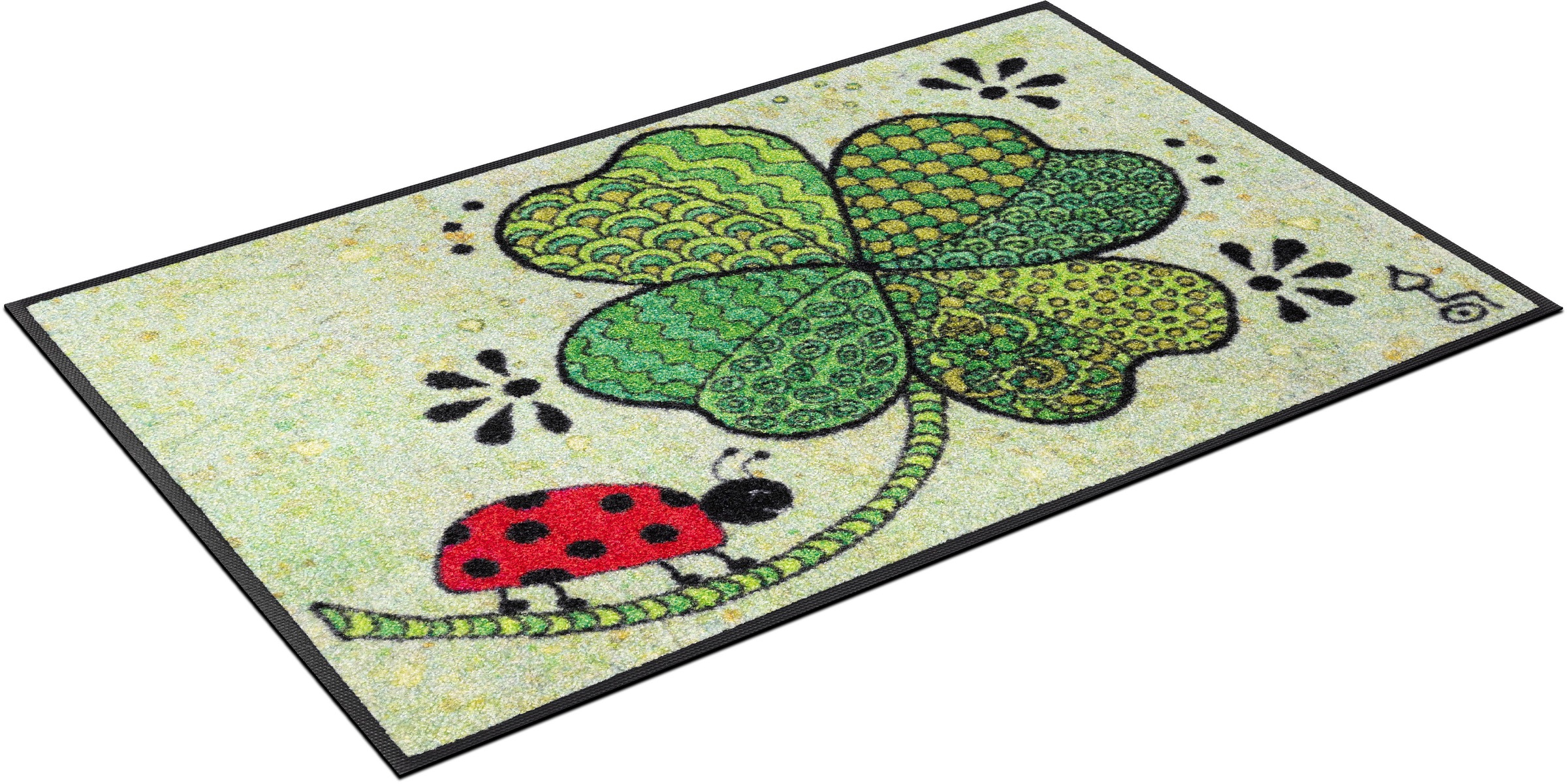 Image of wash+dry by Kleen-Tex Fussmatte »Glück auf allen Wegen«, rechteckig, 7 mm Höhe, Schmutzfangmatte, Motiv Kleeblatt, rutschhemmend, In- und Outdoor geeignet, waschbar bei Ackermann Versand Schweiz